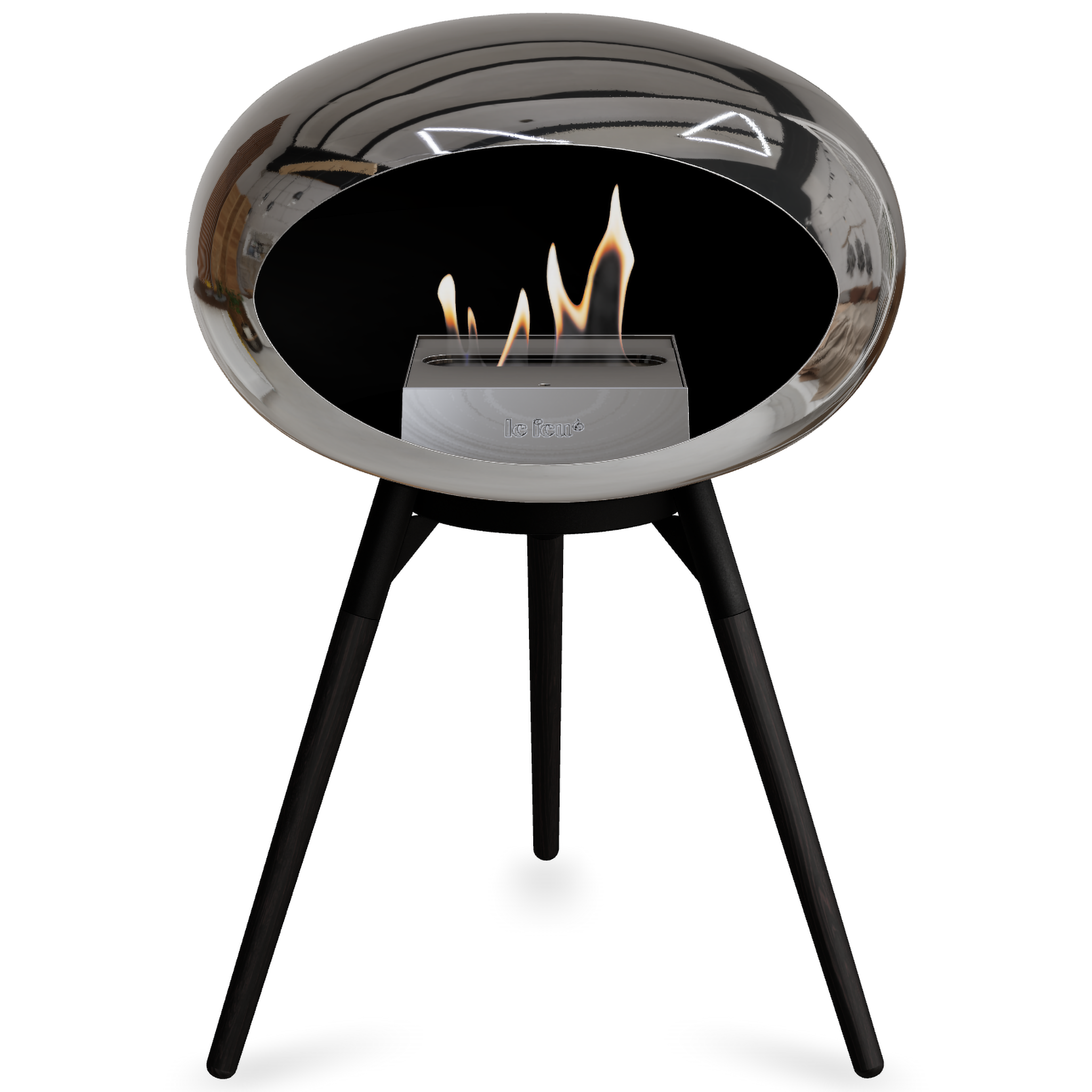 Ground Wood Low Chromed Silver Bio Fireplace with Steel Burner