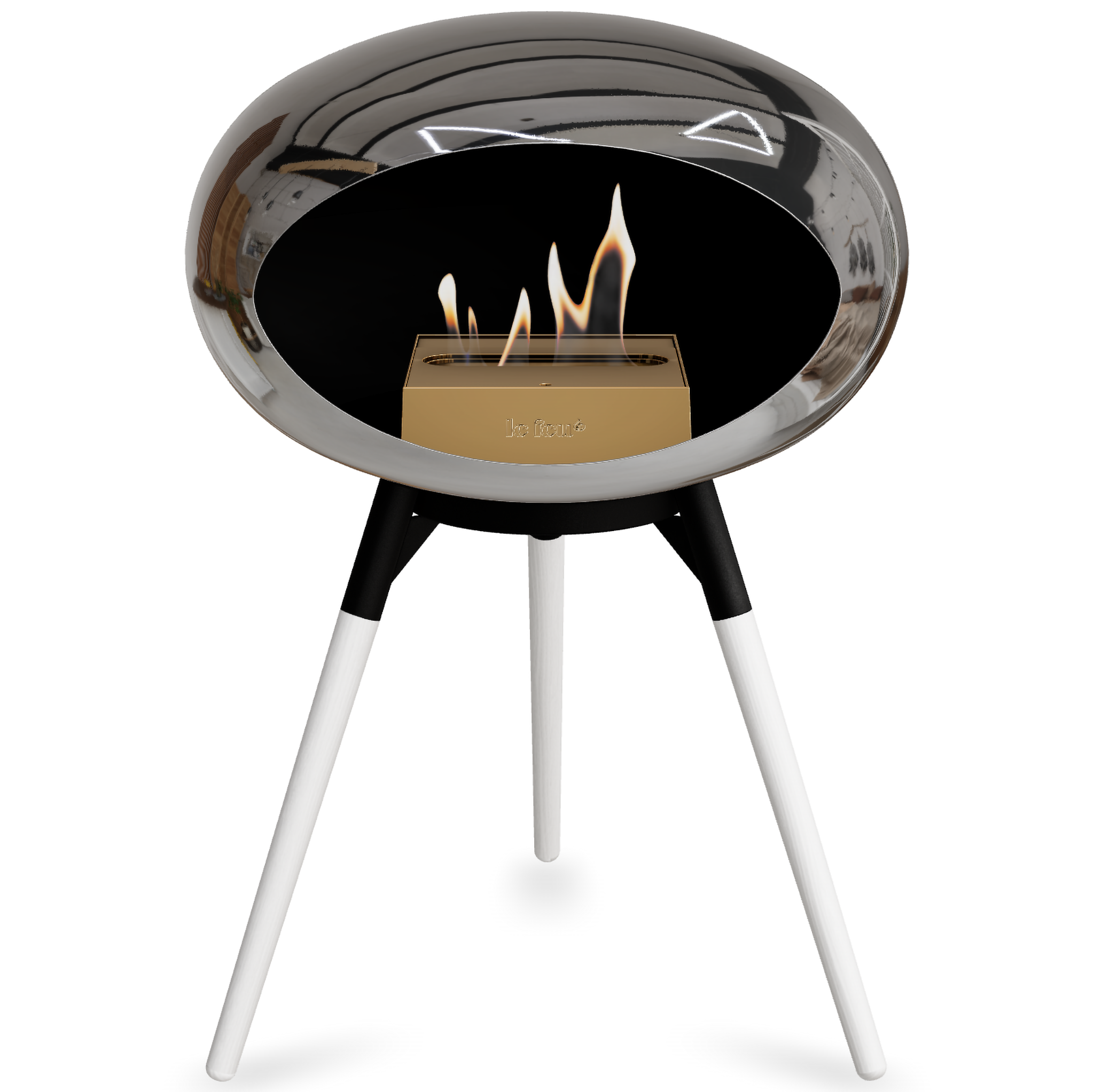 Ground Wood Low Chromed Silver Bio Fireplace with Steel Burner