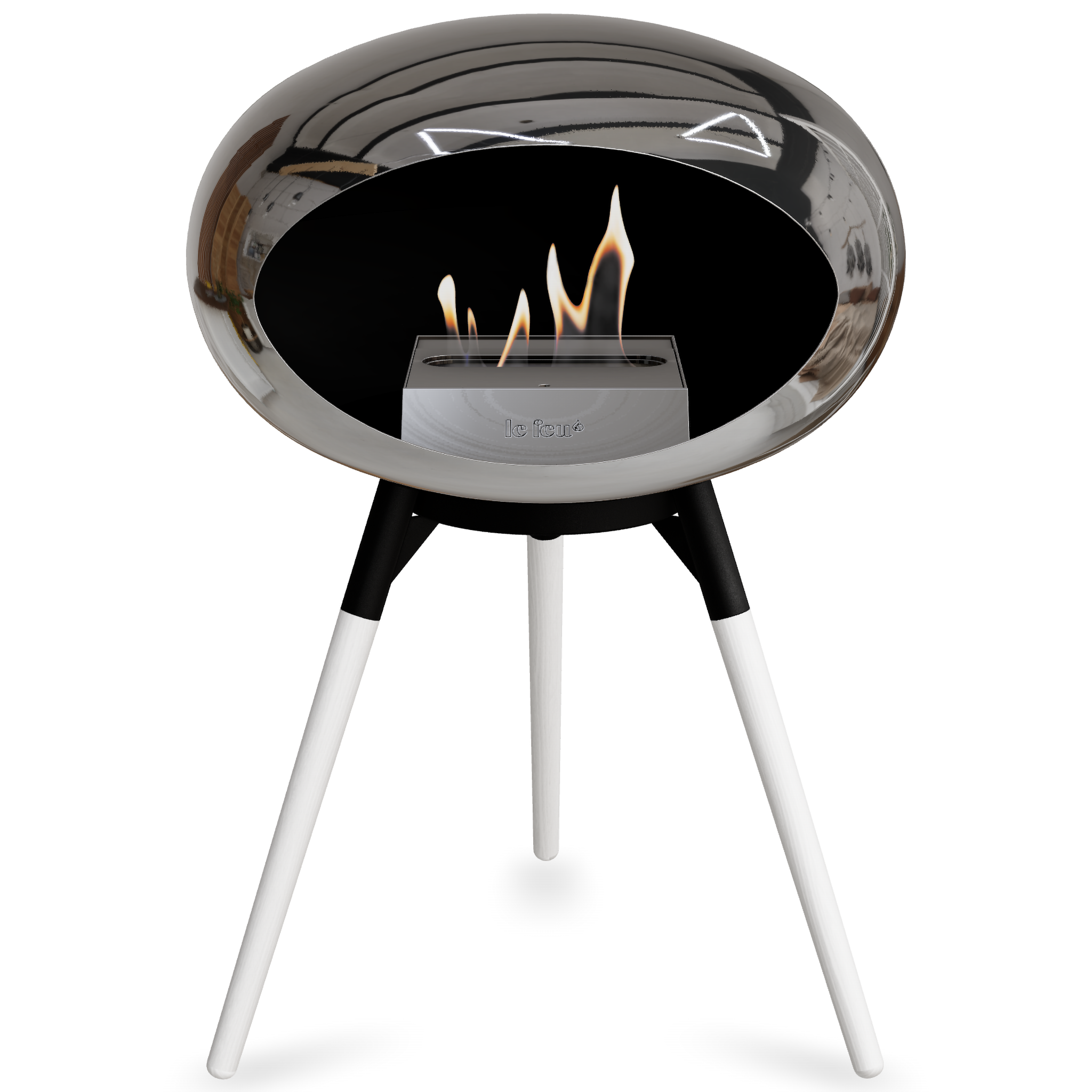 Ground Wood Low Chromed Silver Bio Fireplace with Steel Burner