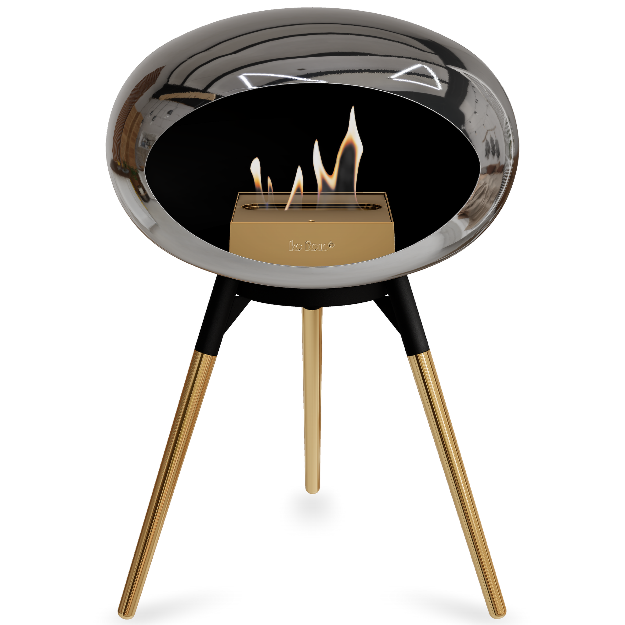 Ground Wood Low Chromed Silver Bio Fireplace with Steel Burner