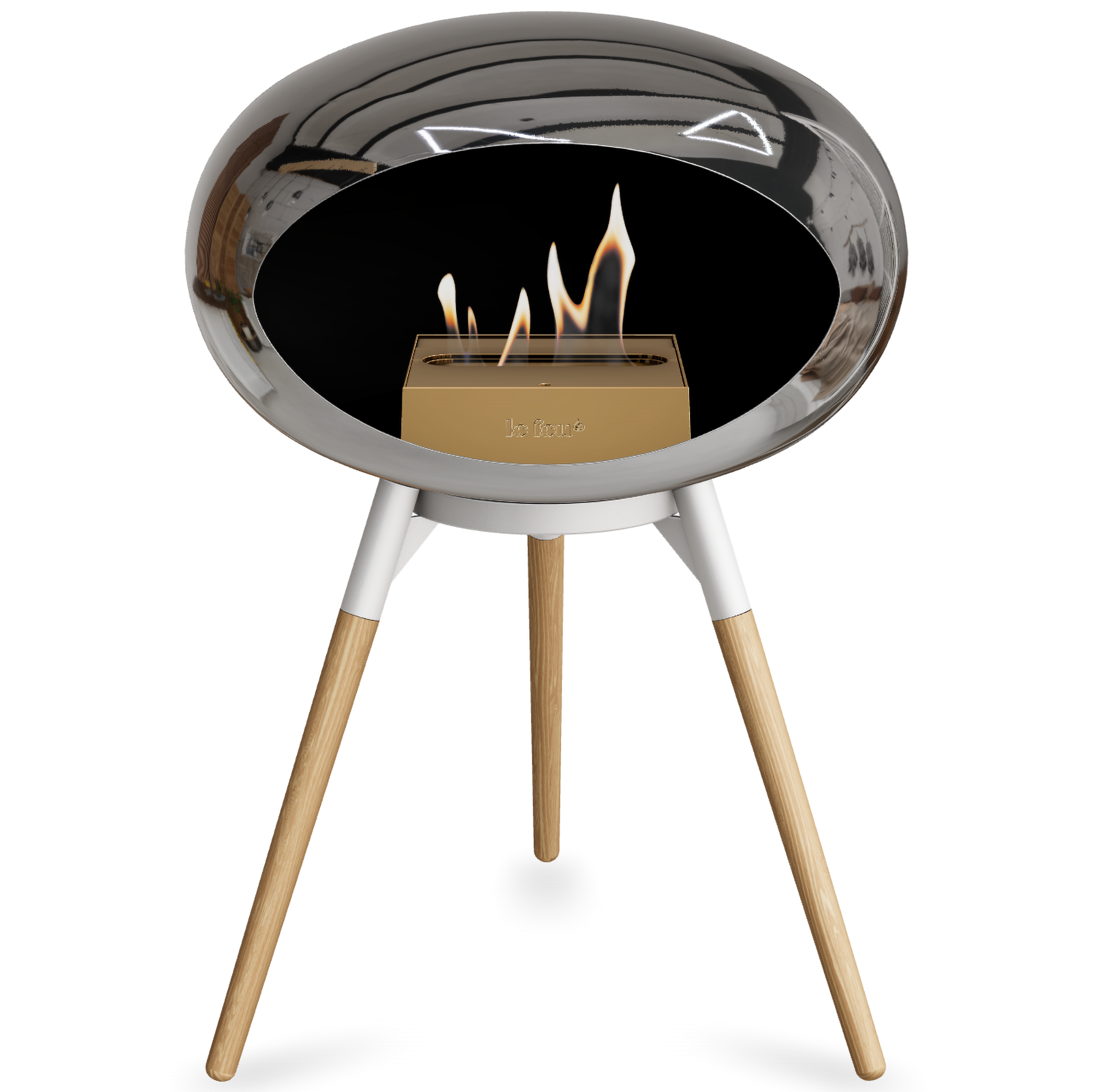 Ground Wood Low Chromed Silver Bio Fireplace with Steel Burner