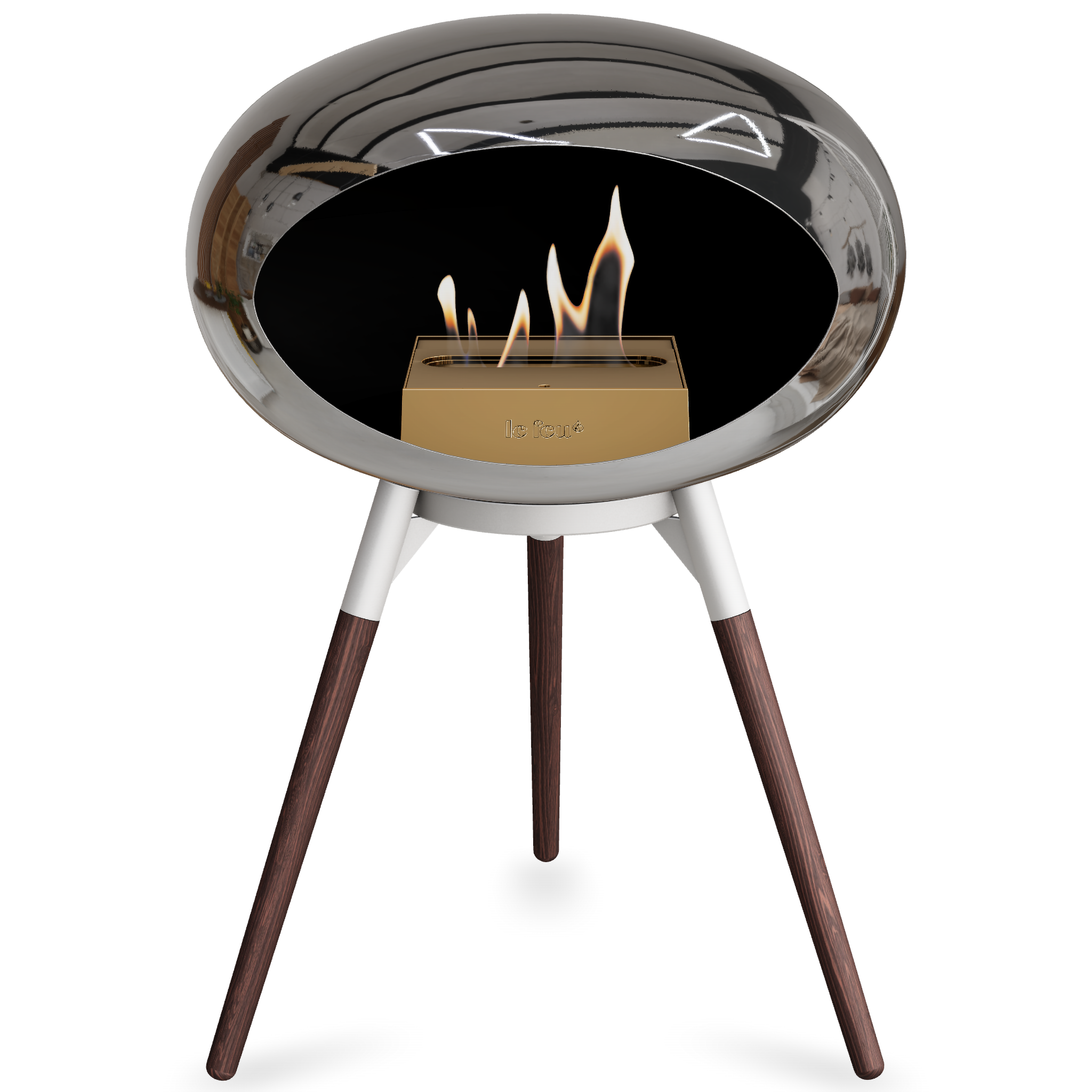 Ground Wood Low Chromed Silver Bio Fireplace with Steel Burner