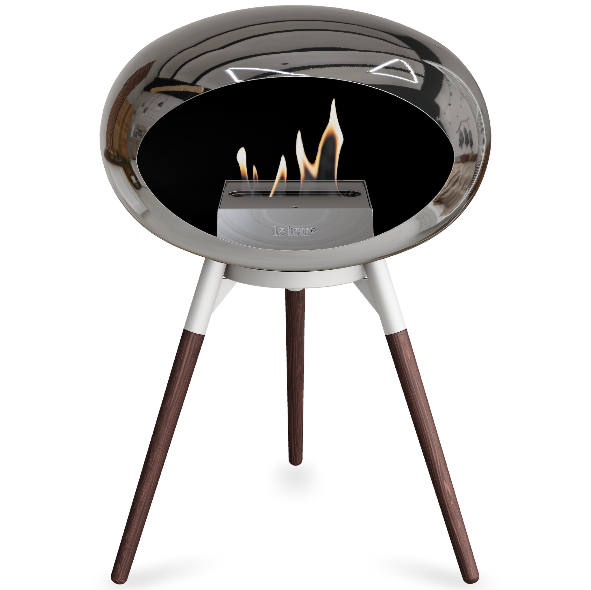 Ground Wood Low Chromed Silver Bio Fireplace with Steel Burner