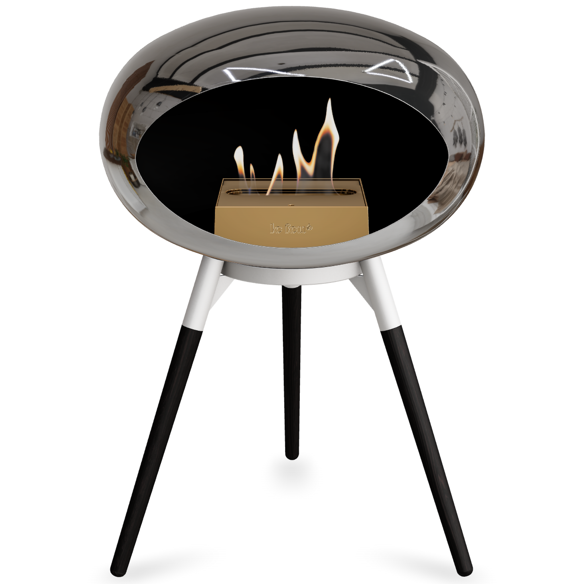 Ground Wood Low Chromed Silver Bio Fireplace with Steel Burner