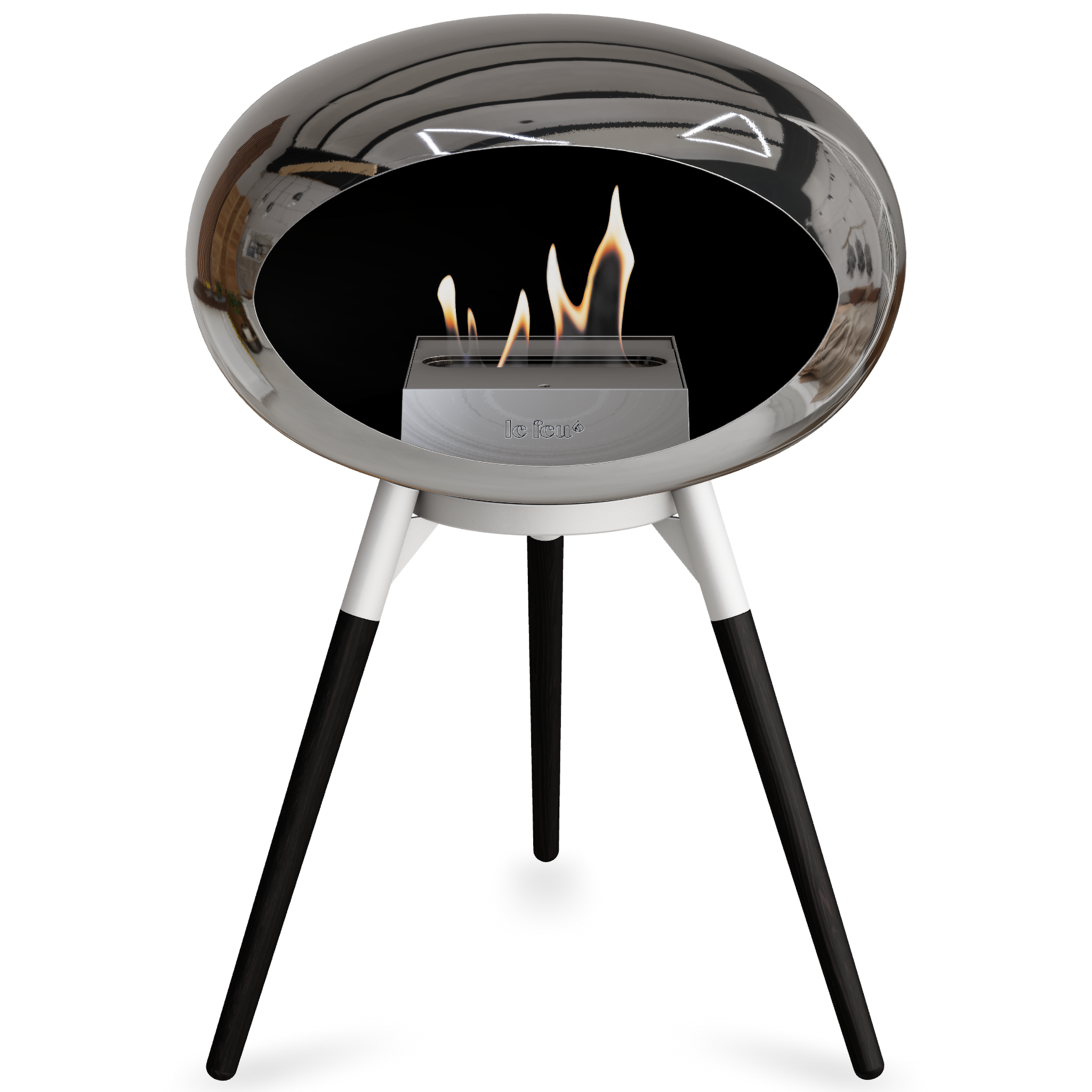Ground Wood Low Chromed Silver Bio Fireplace with Steel Burner