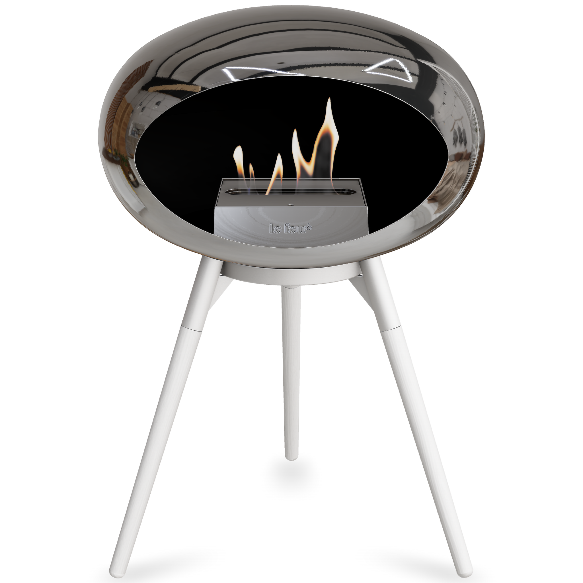 Ground Wood Low Chromed Silver Bio Fireplace with Steel Burner