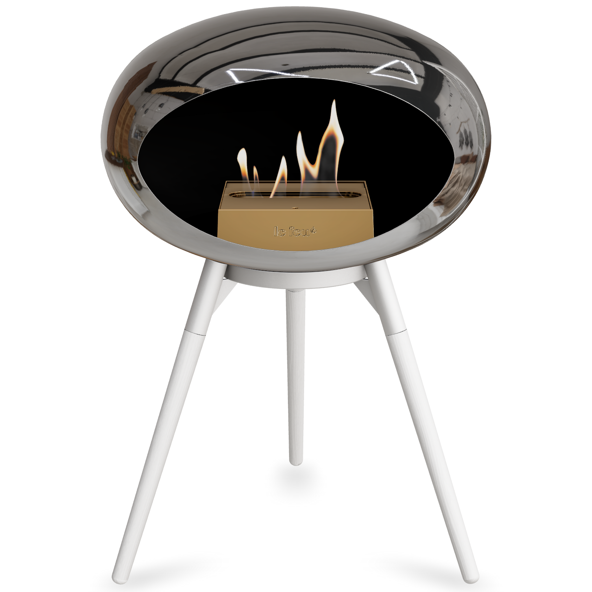 Ground Wood Low Chromed Silver Bio Fireplace with Steel Burner