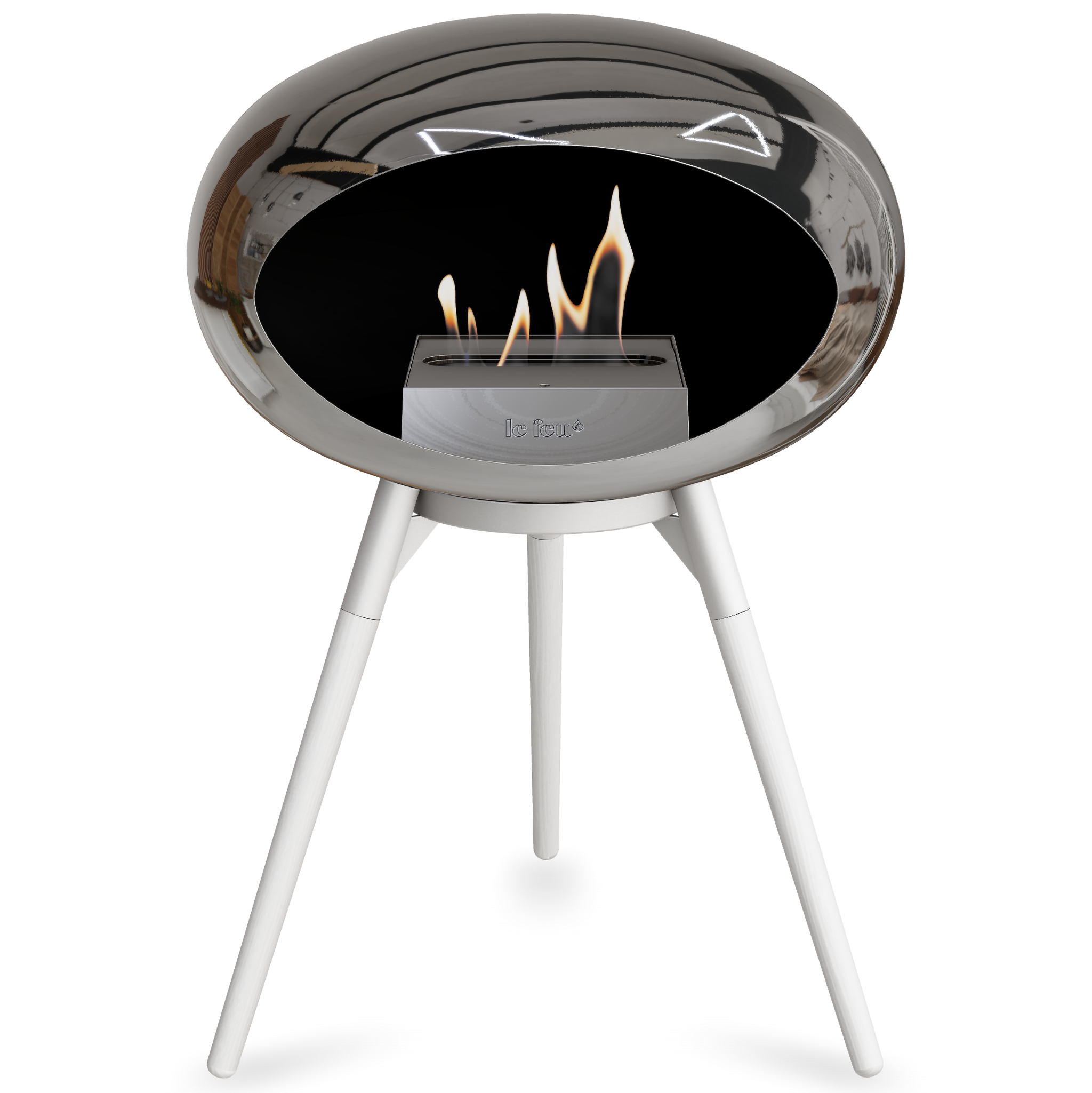 Ground Wood Low Chromed Silver Bio Fireplace with Steel Burner