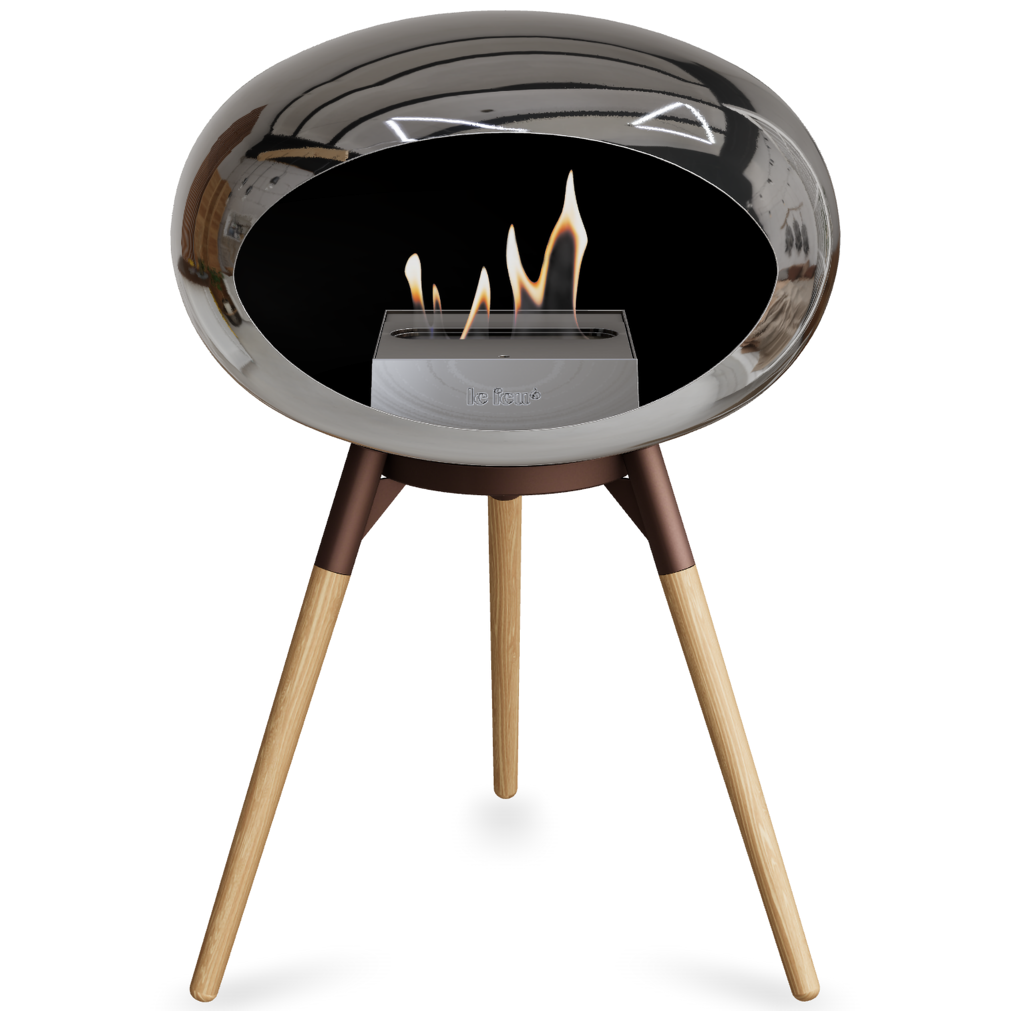 Ground Wood Low Chromed Silver Bio Fireplace with Steel Burner