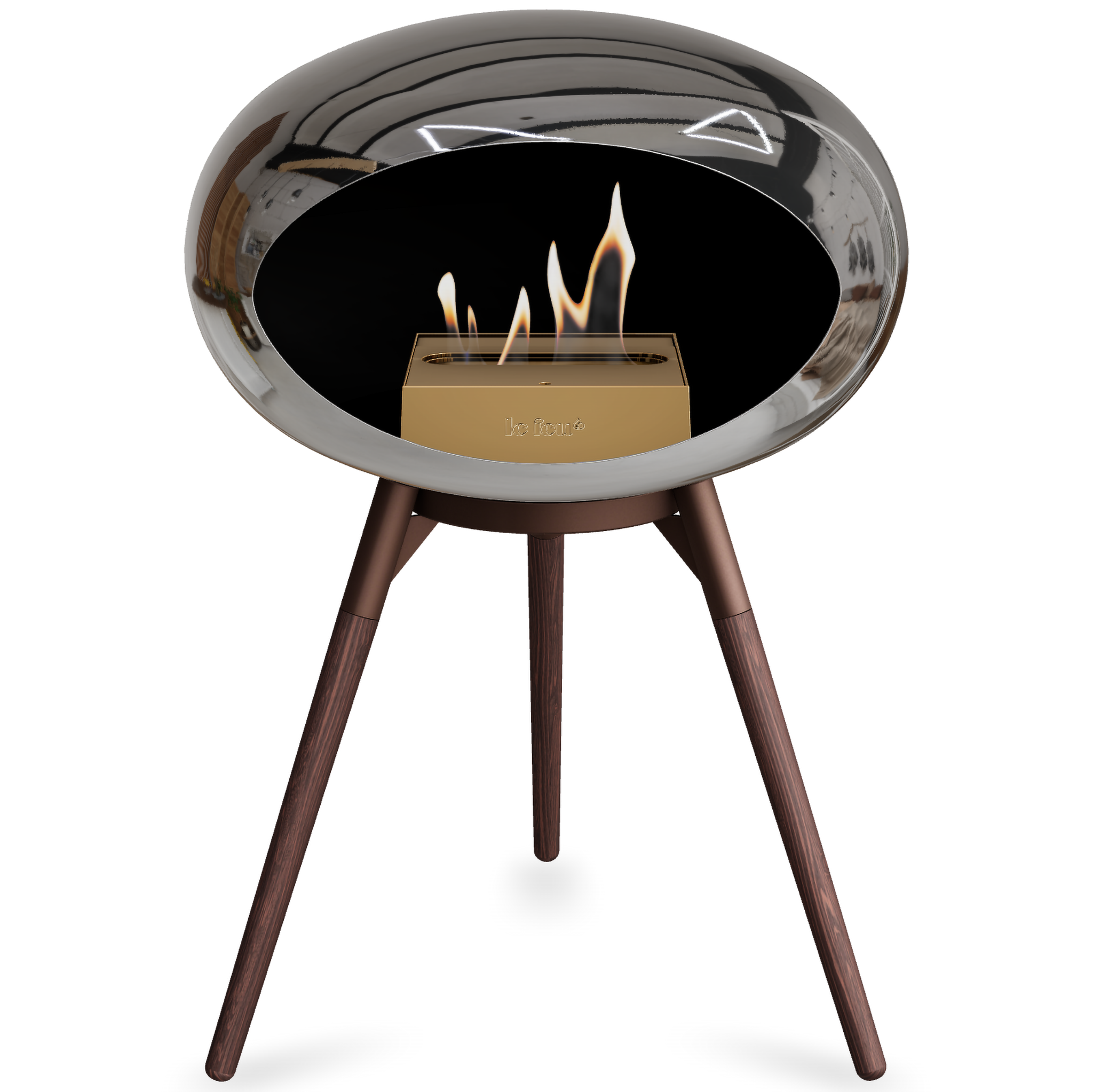 Ground Wood Low Chromed Silver Bio Fireplace with Steel Burner