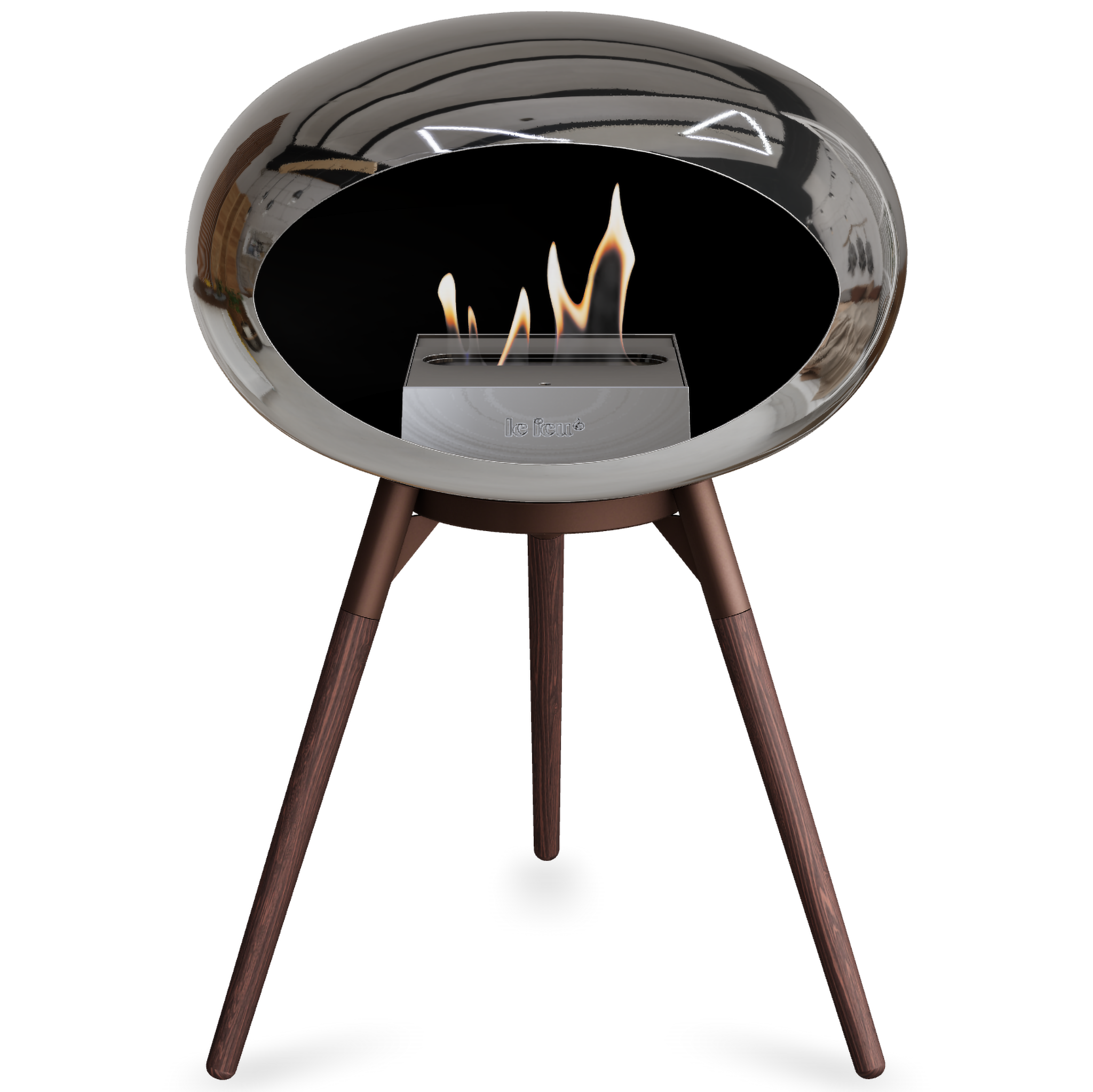 Ground Wood Low Chromed Silver Bio Fireplace with Steel Burner