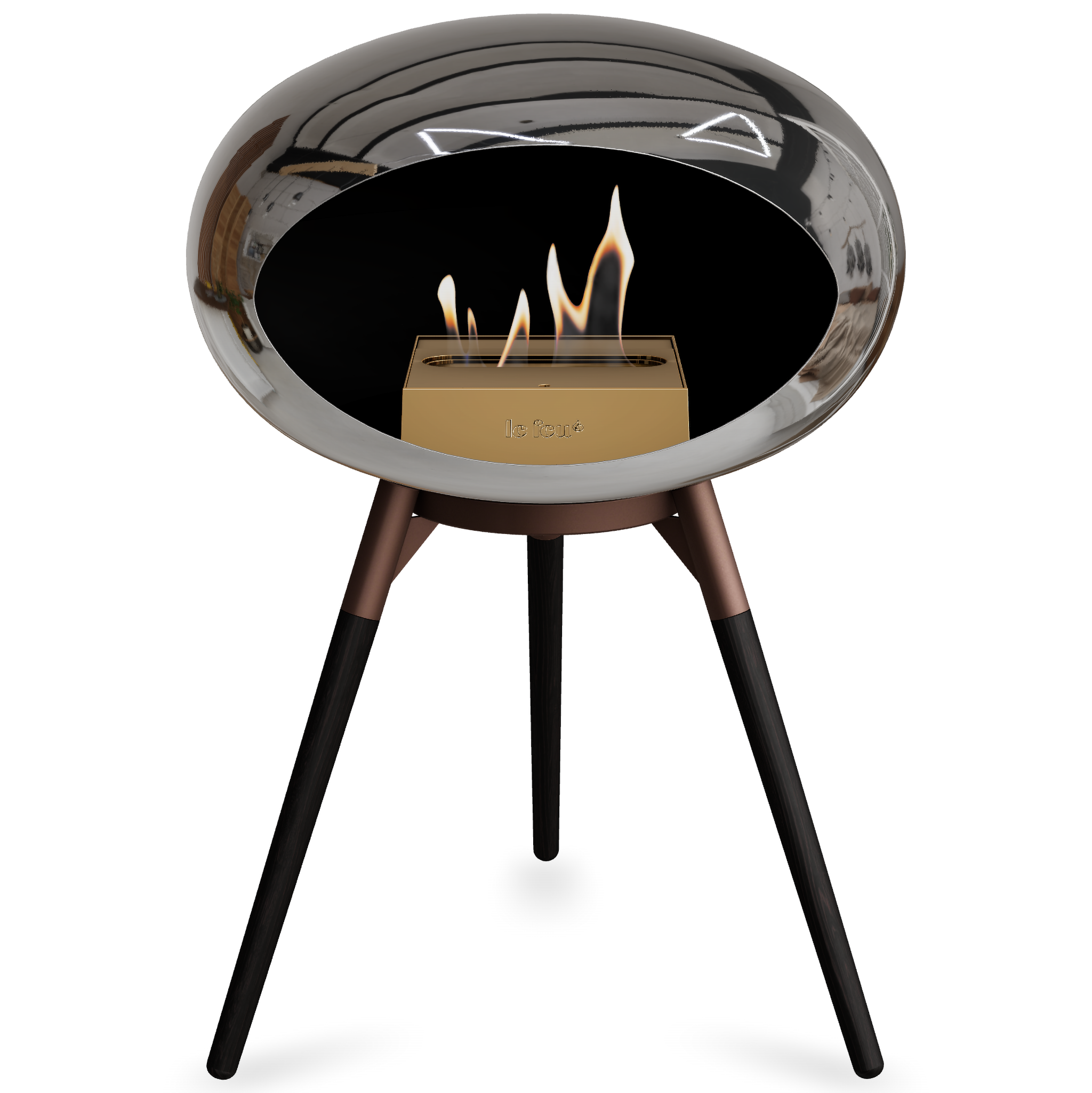 Ground Wood Low Chromed Silver Bio Fireplace with Steel Burner