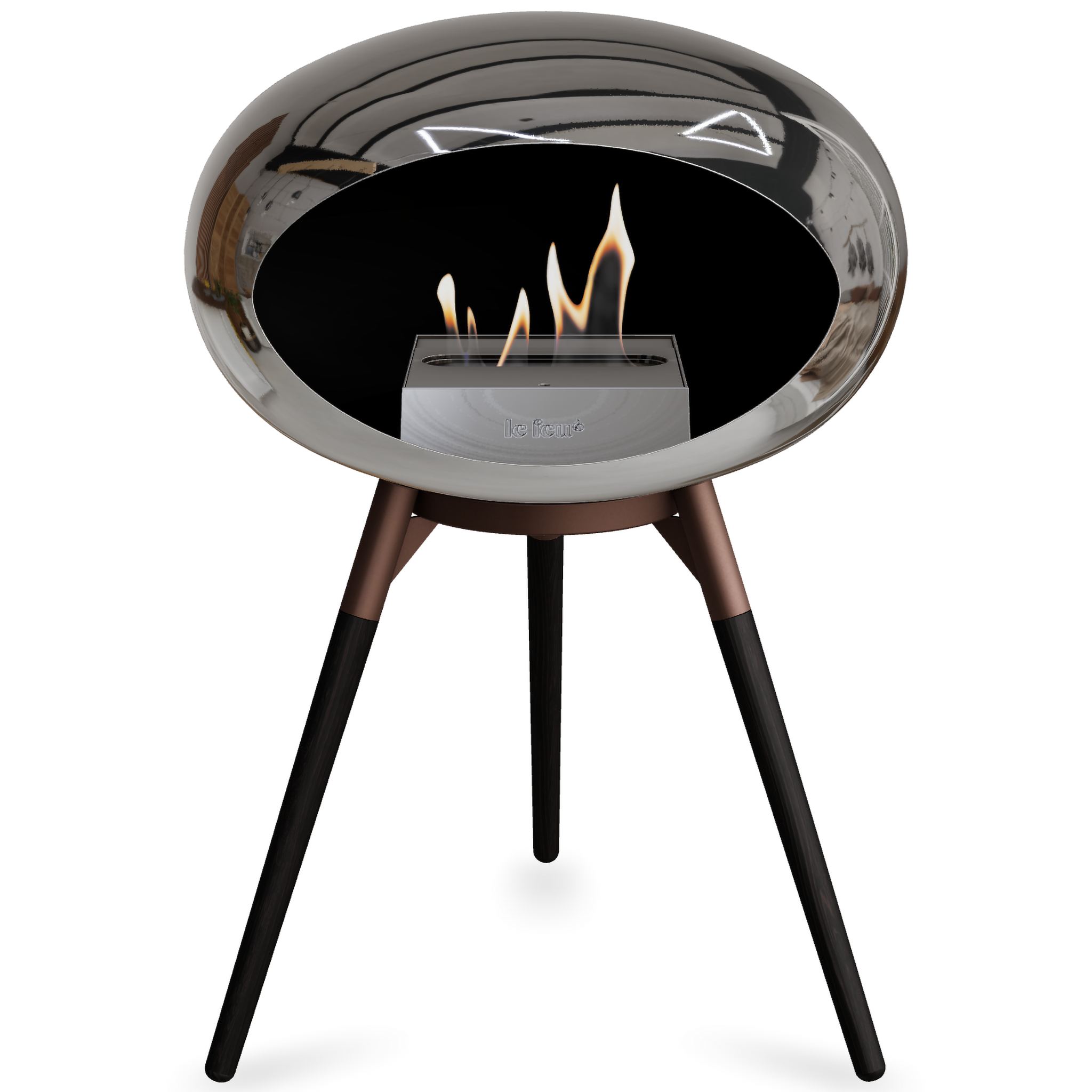 Ground Wood Low Chromed Silver Bio Fireplace with Steel Burner