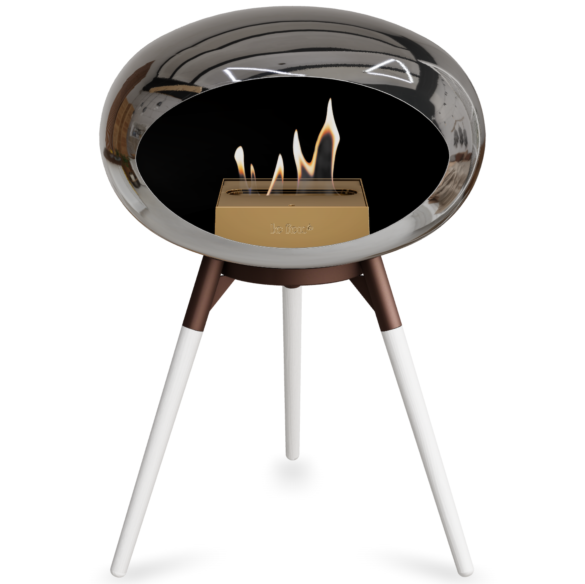 Ground Wood Low Chromed Silver Bio Fireplace with Steel Burner