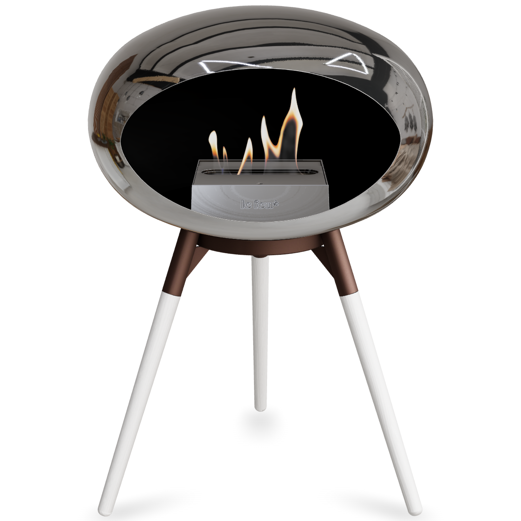 Ground Wood Low Chromed Silver Bio Fireplace with Steel Burner