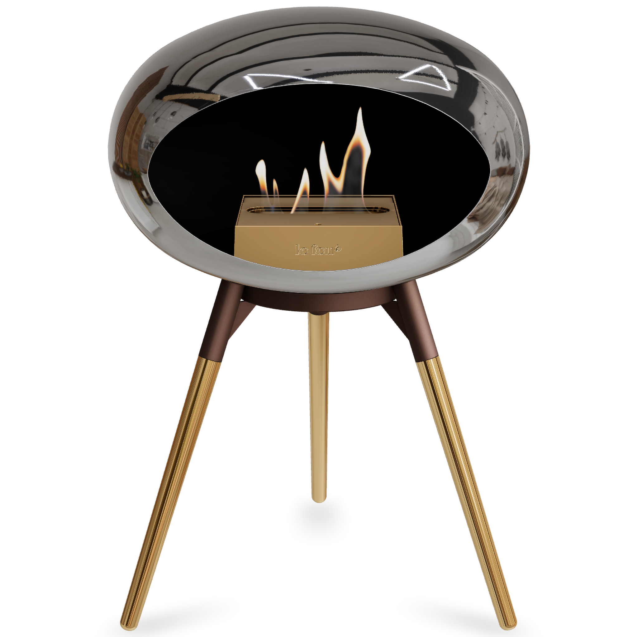 Ground Wood Low Chromed Silver Bio Fireplace with Steel Burner