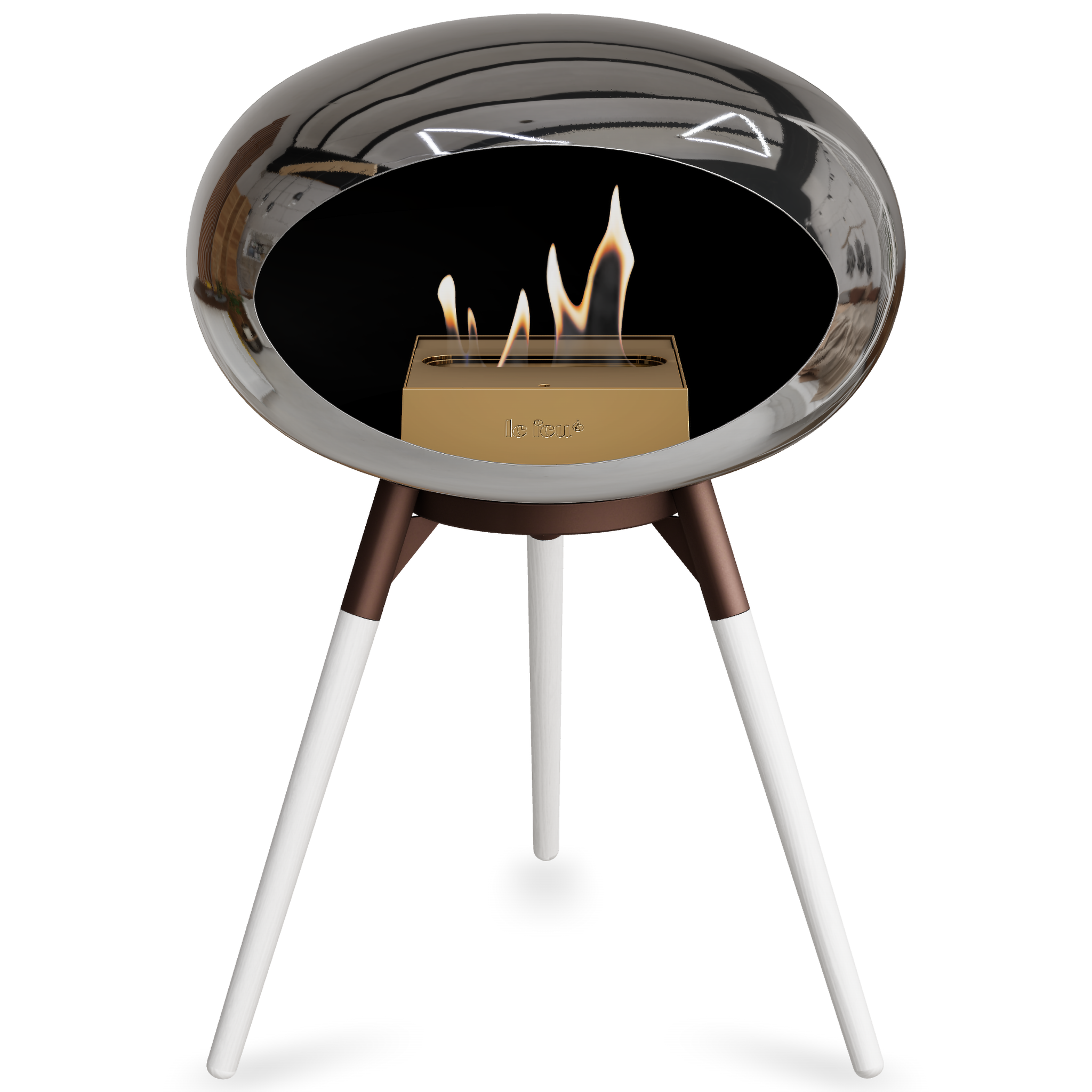 Ground Wood Low Chromed Silver Bio Fireplace with Steel Burner