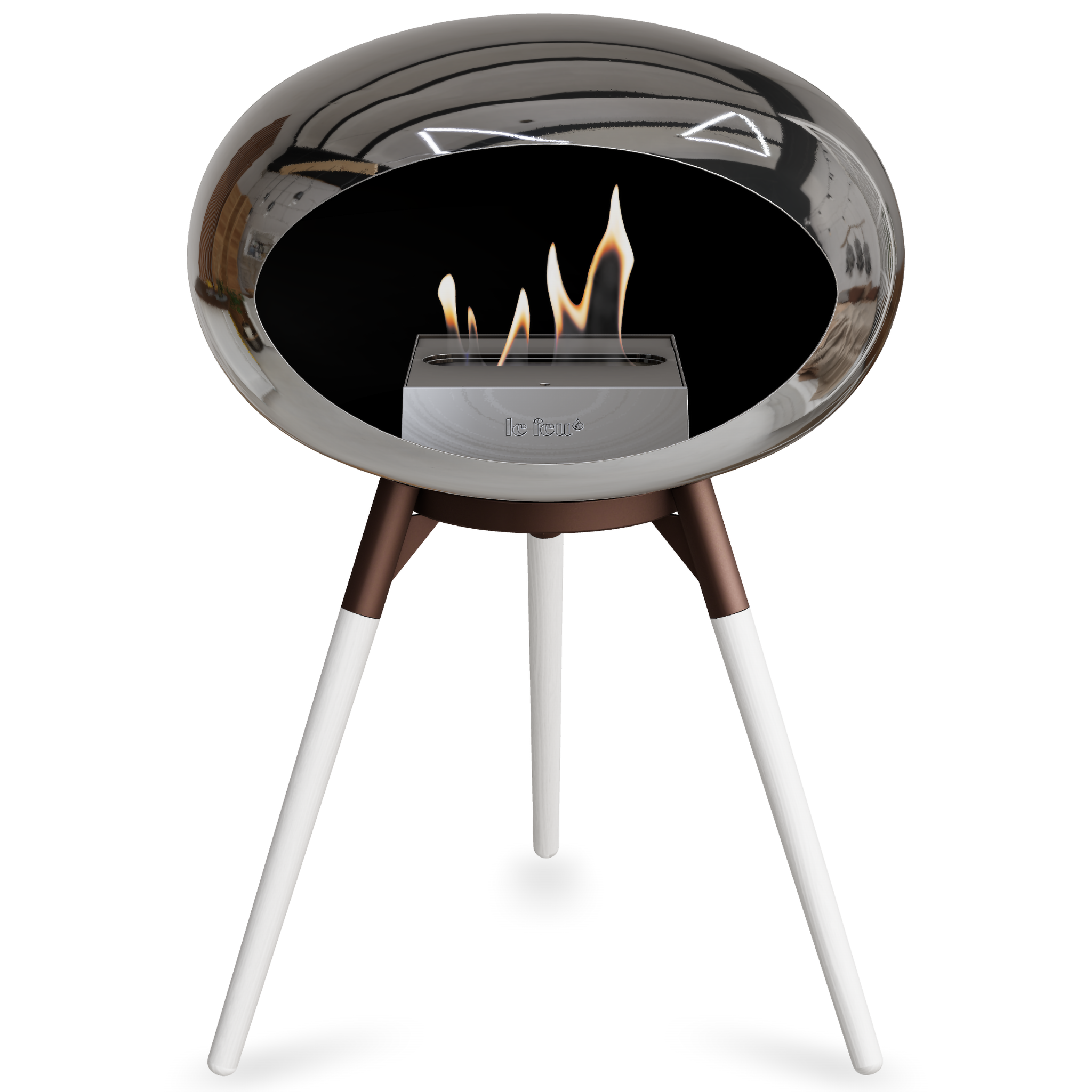 Ground Wood Low Chromed Silver Bio Fireplace with Steel Burner