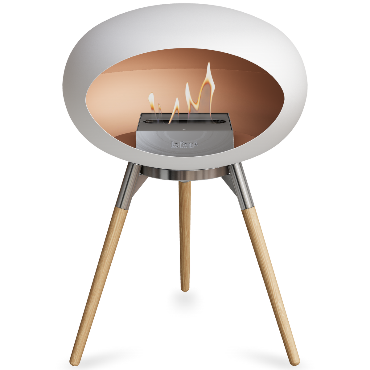 Ground Wood Low White Bio Fireplace