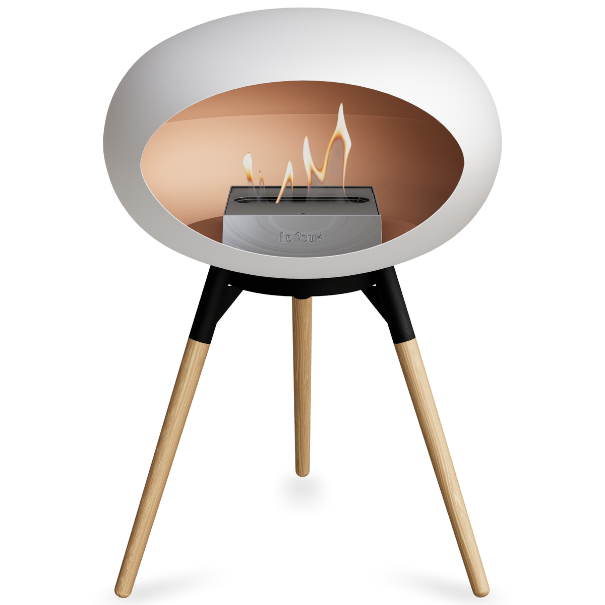 Ground Wood Low White Bio Fireplace