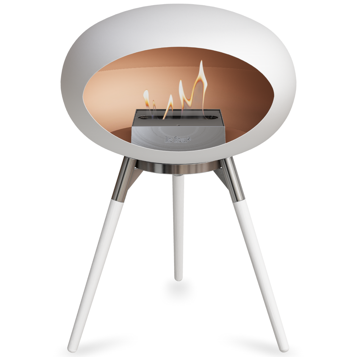 Ground Wood Low White Bio Fireplace