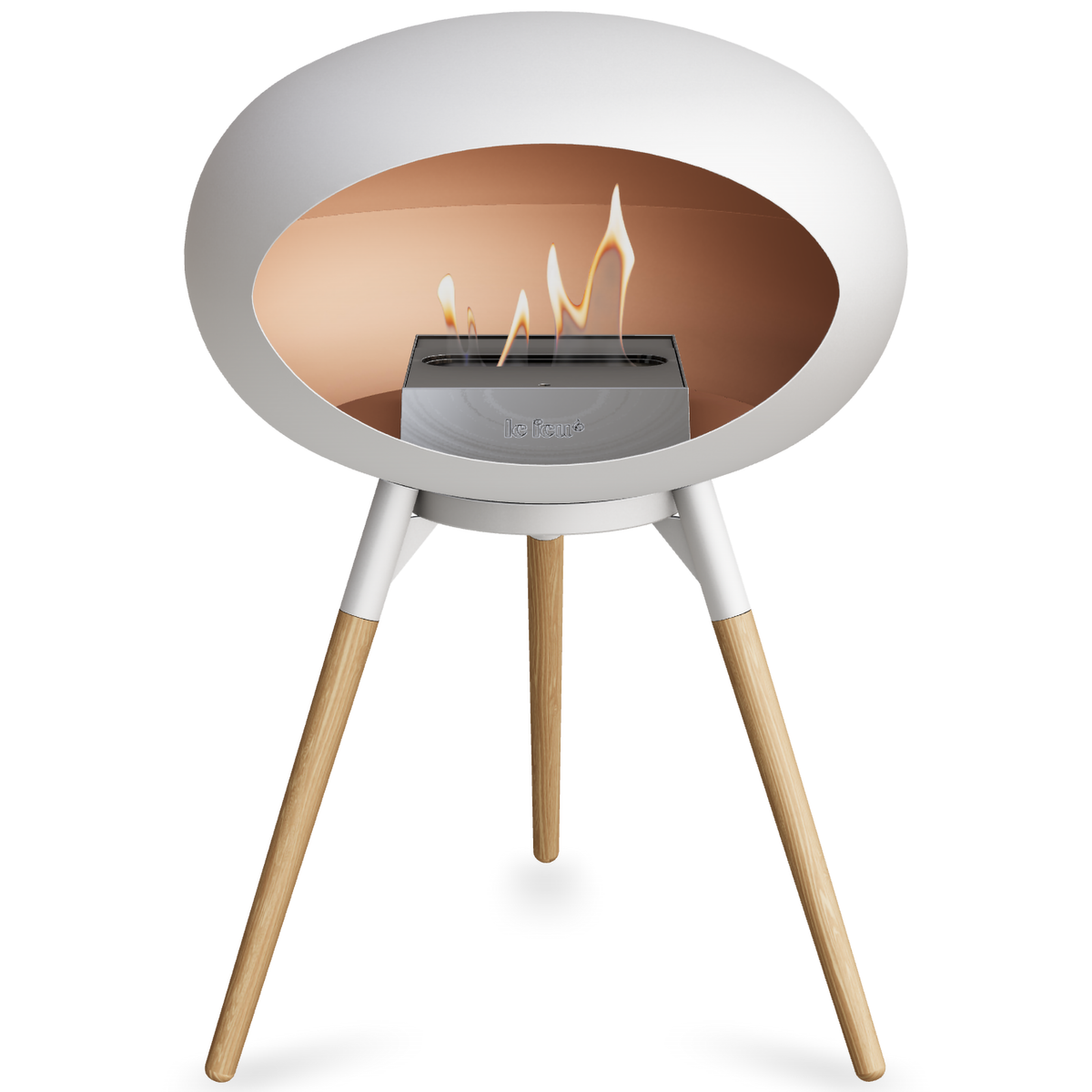 Ground Wood Low White Bio Fireplace