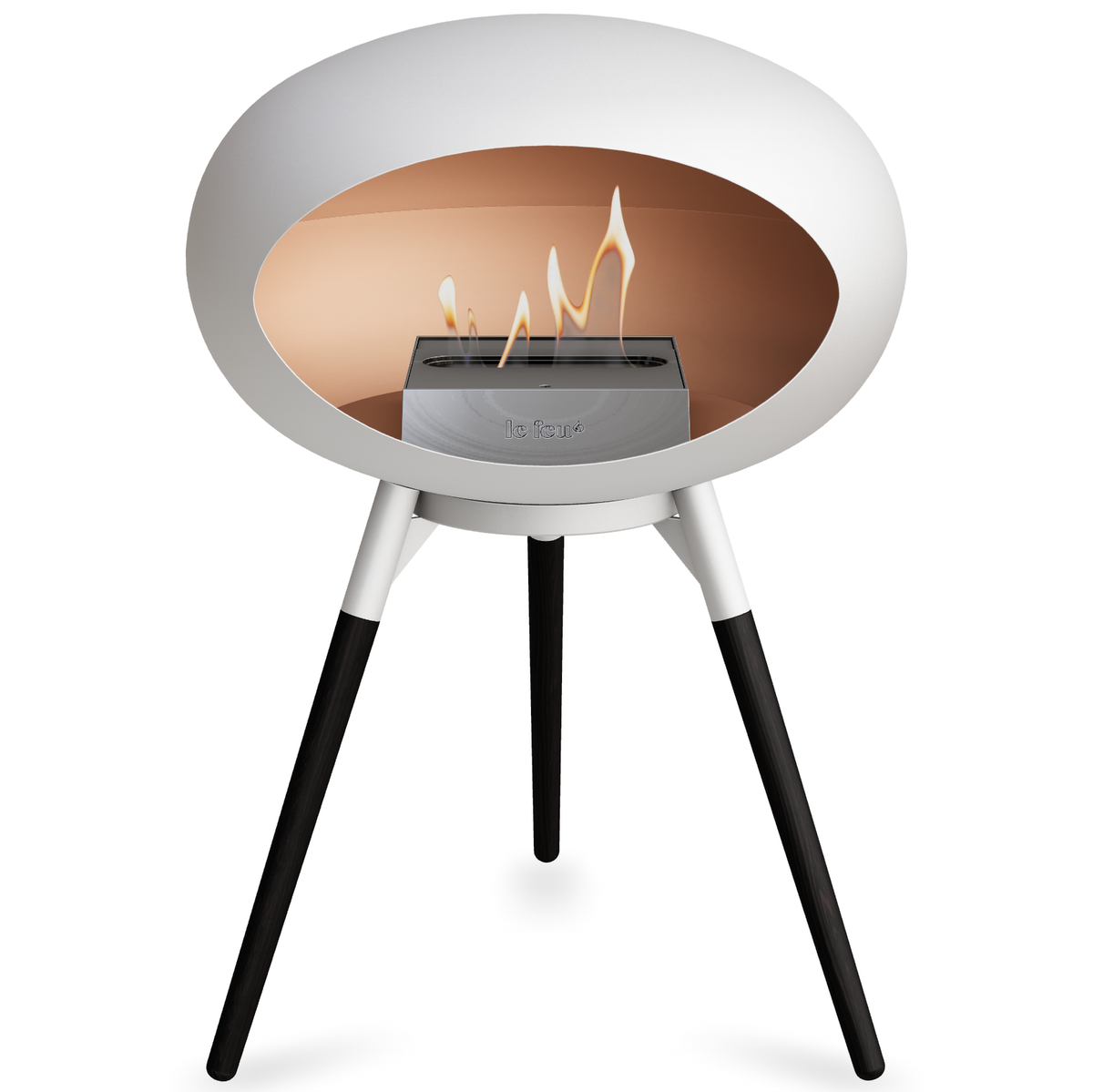 Ground Wood Low White Bio Fireplace