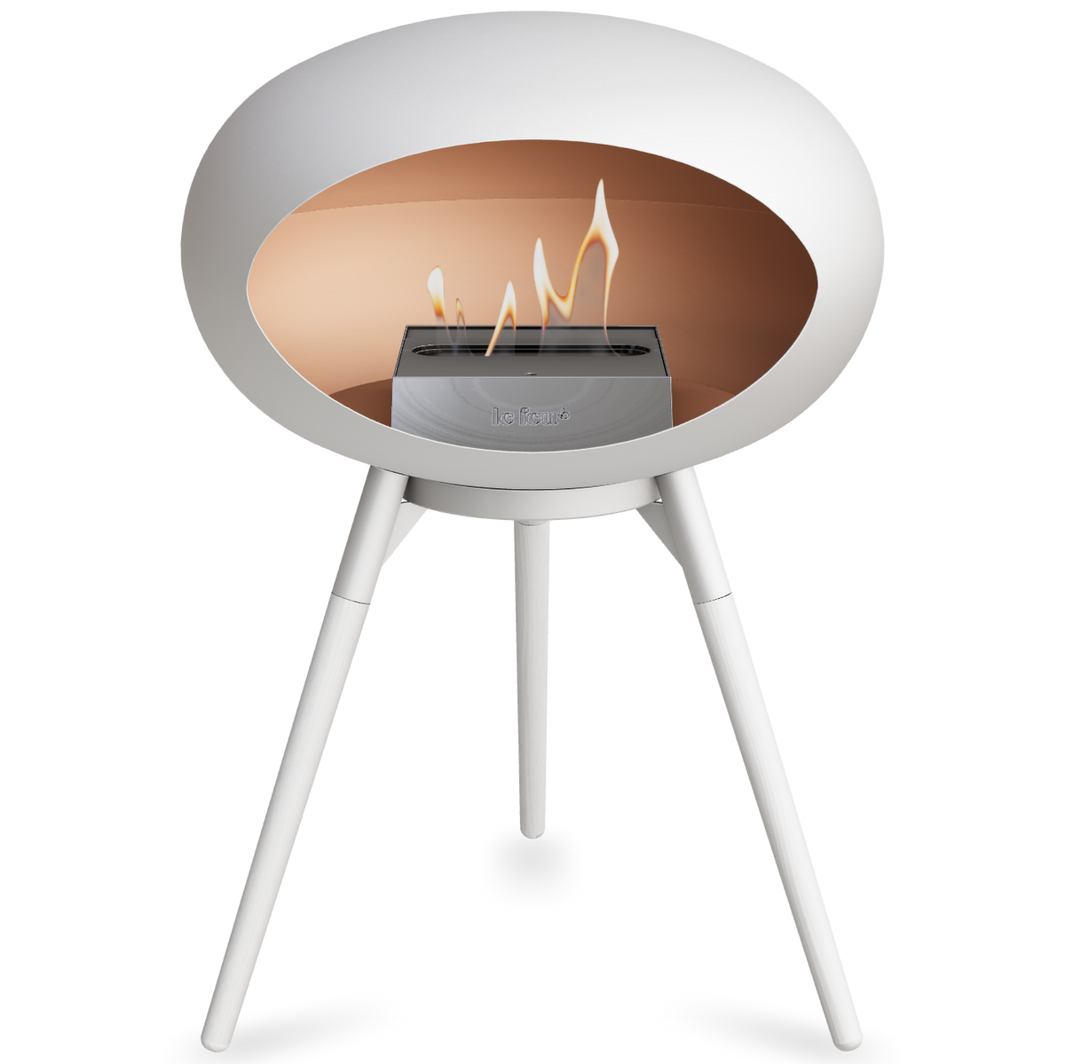 Ground Wood Low White Bio Fireplace