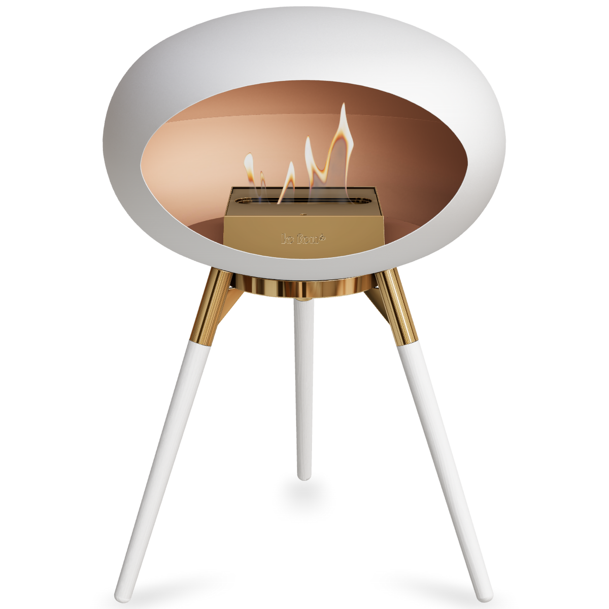 Ground Wood Low White Bio Fireplace