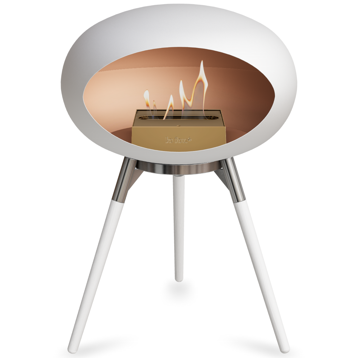 Ground Wood Low White Bio Fireplace
