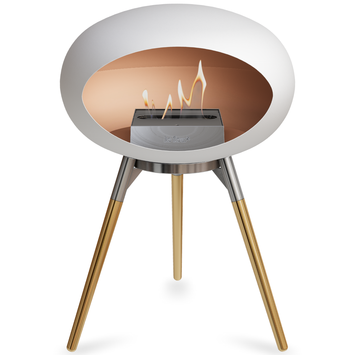 Ground Wood Low White Bio Fireplace