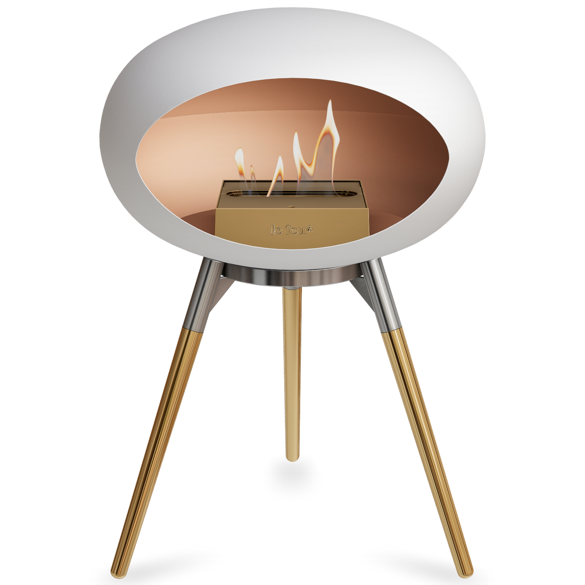 Ground Wood Low White Bio Fireplace