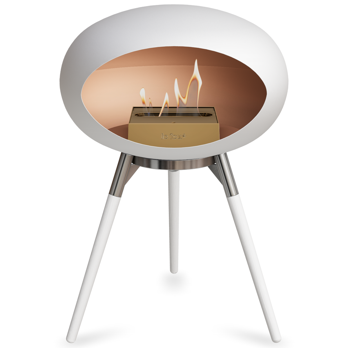 Ground Wood Low White Bio Fireplace