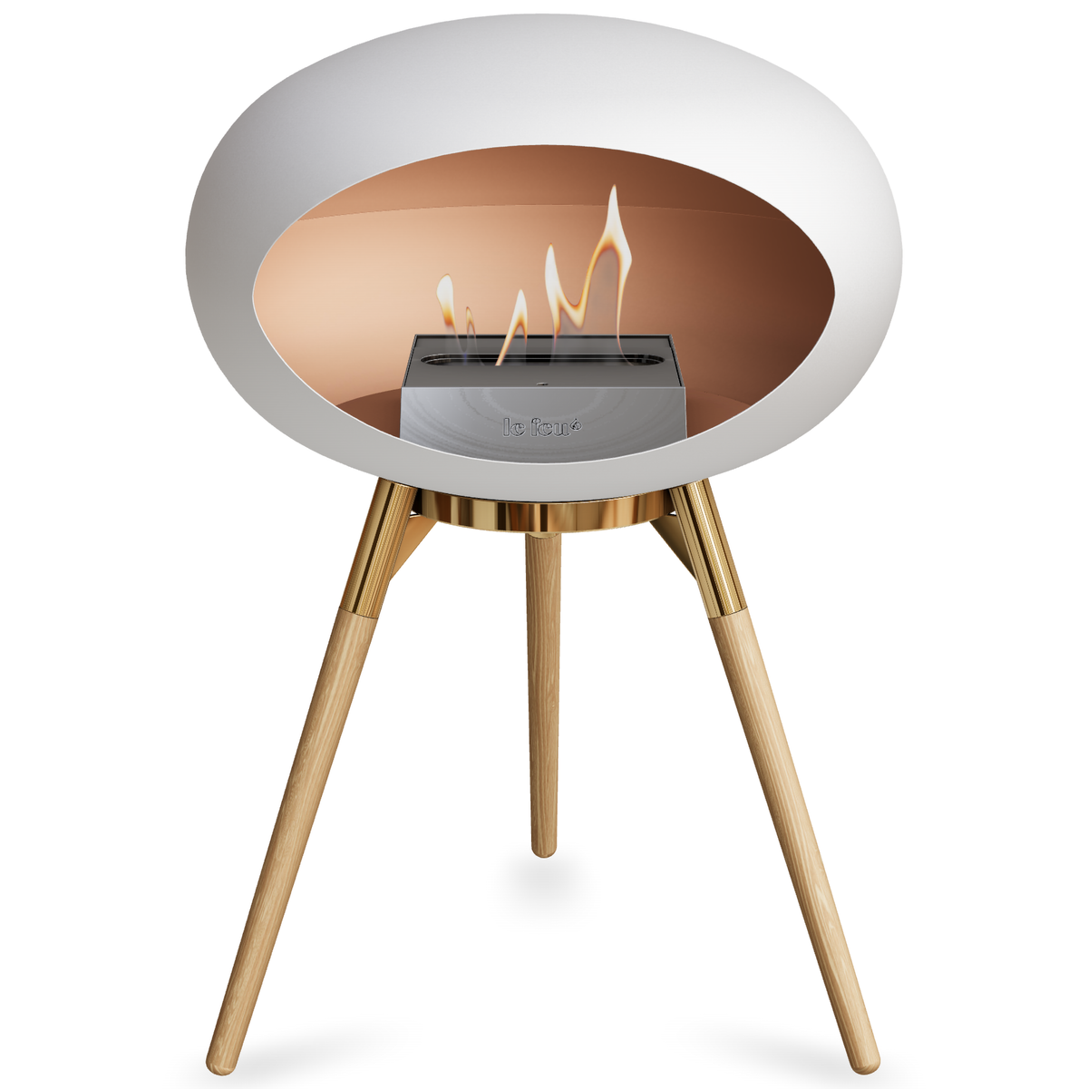 Ground Wood Low White Bio Fireplace