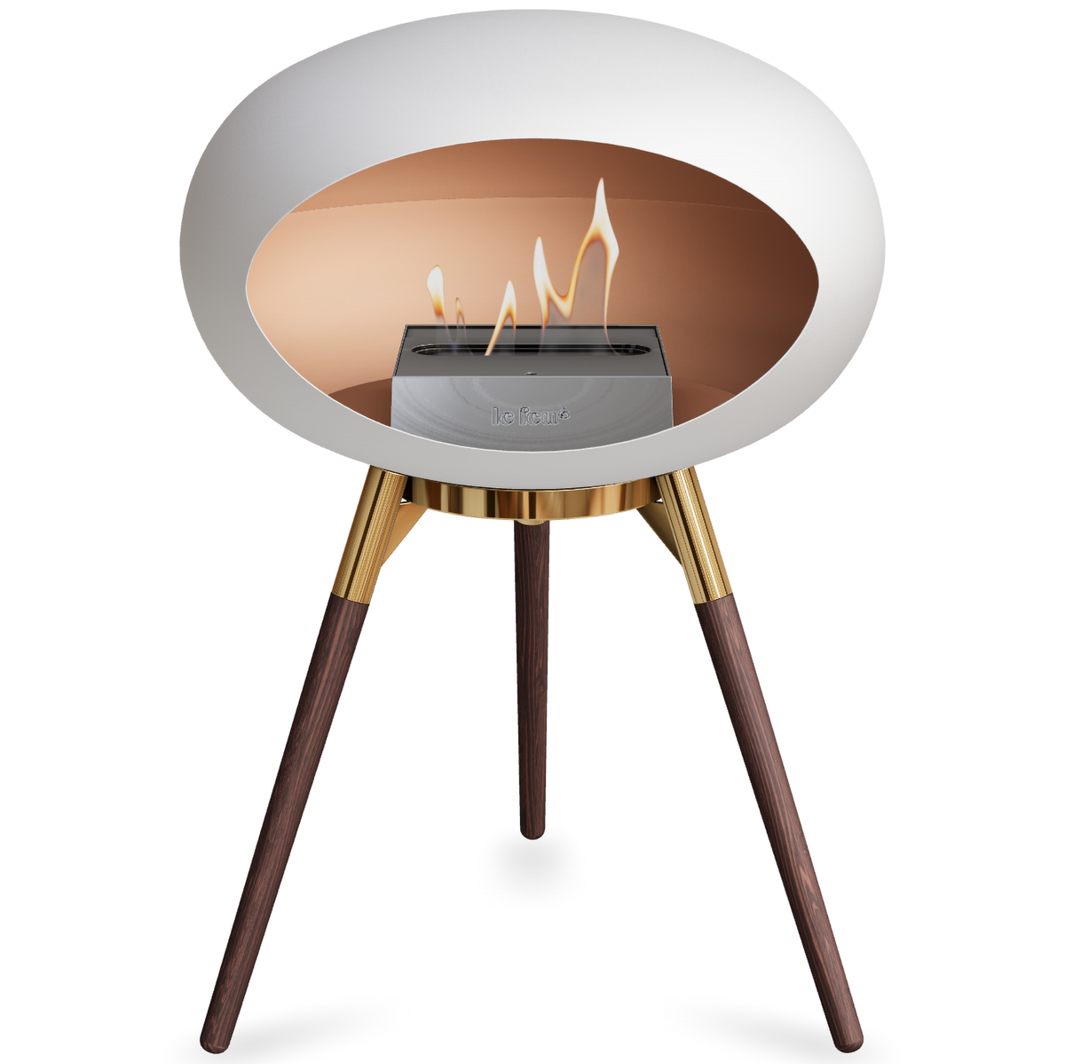 Ground Wood Low White Bio Fireplace