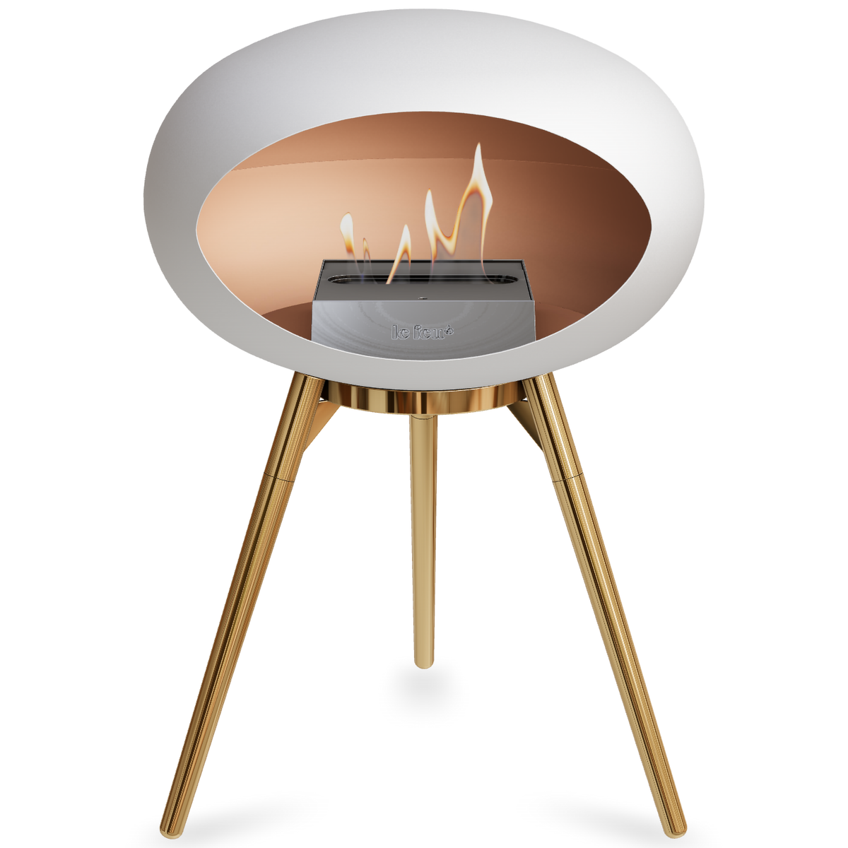Ground Wood Low White Bio Fireplace