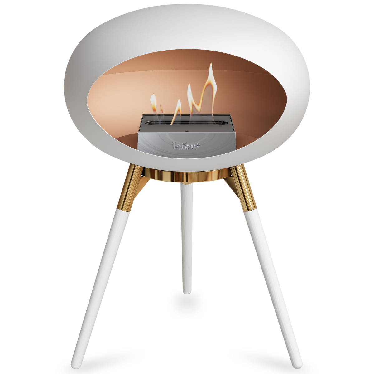 Ground Wood Low White Bio Fireplace