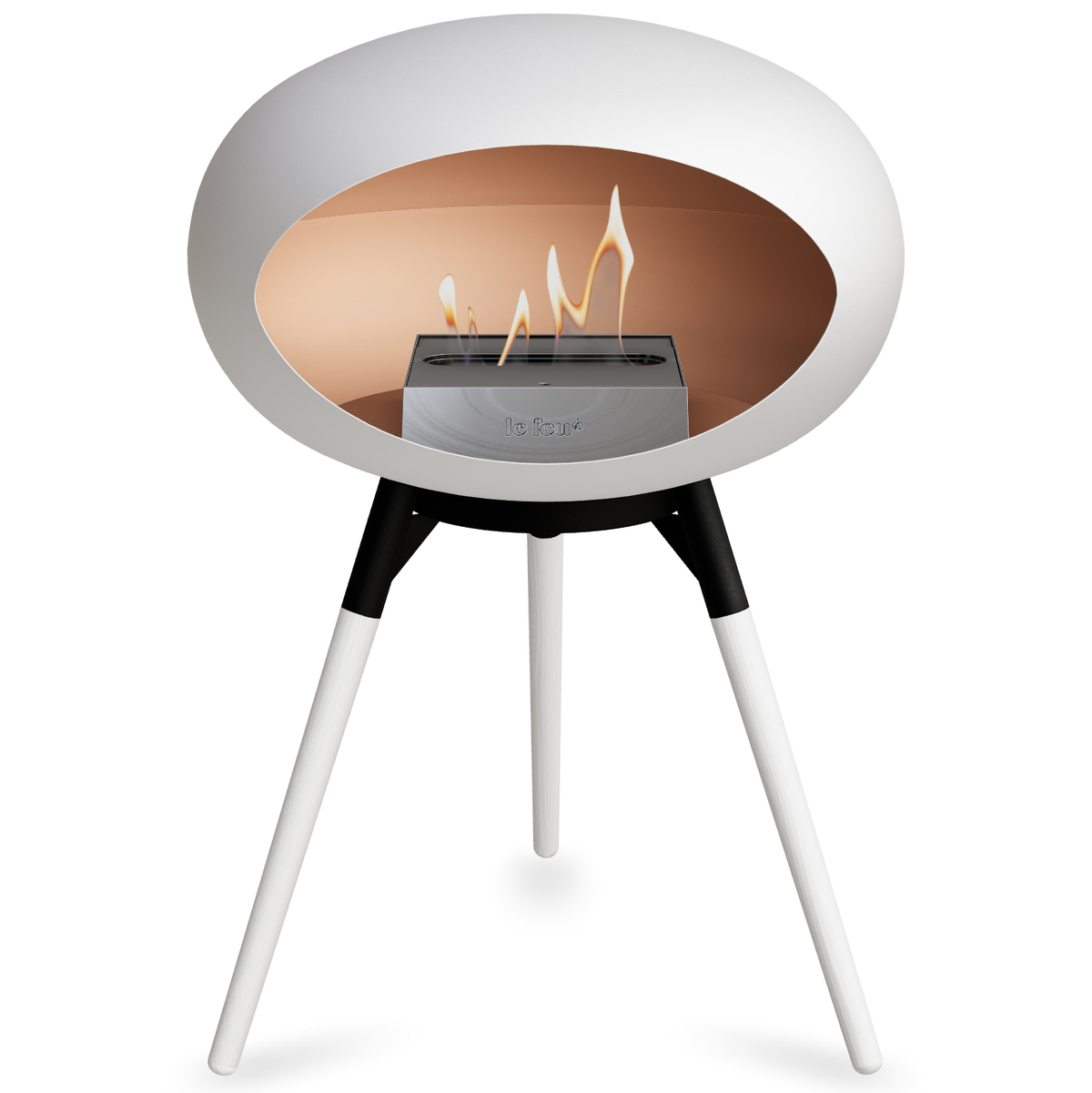 Ground Wood Low White Bio Fireplace
