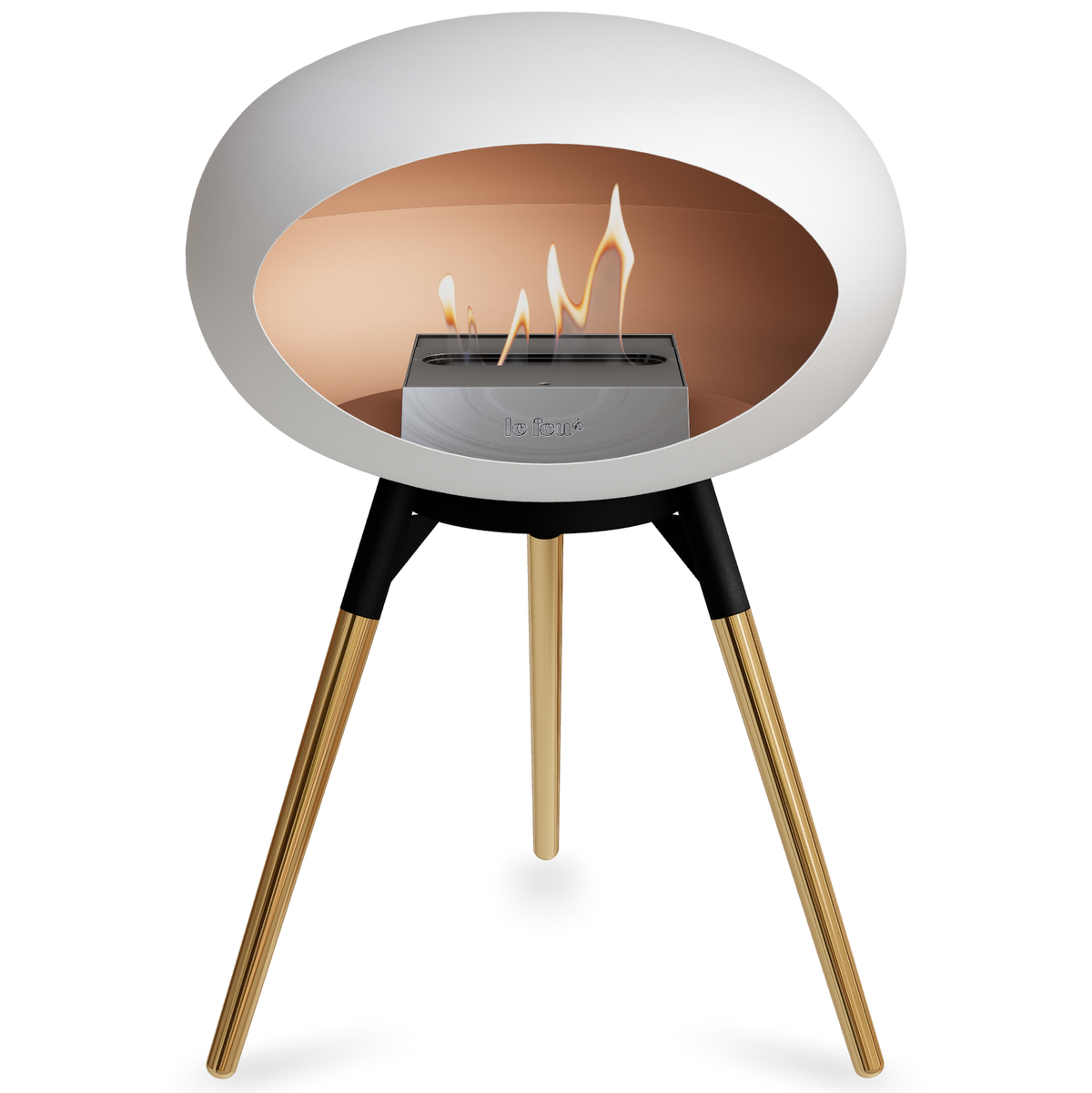 Ground Wood Low White Bio Fireplace