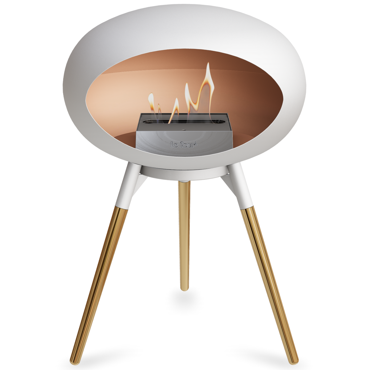 Ground Wood Low White Bio Fireplace