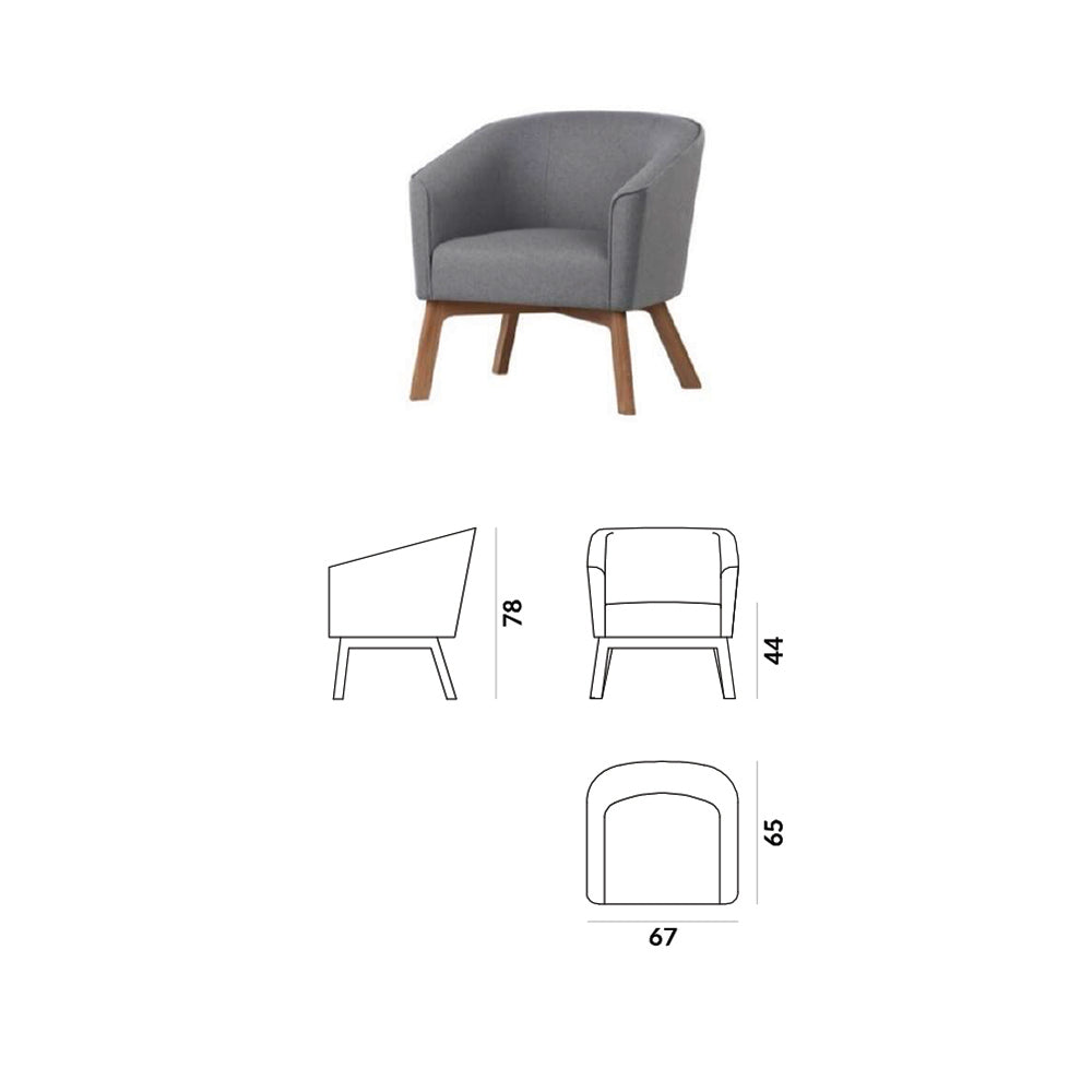 Len Armchair with Wooden Legs