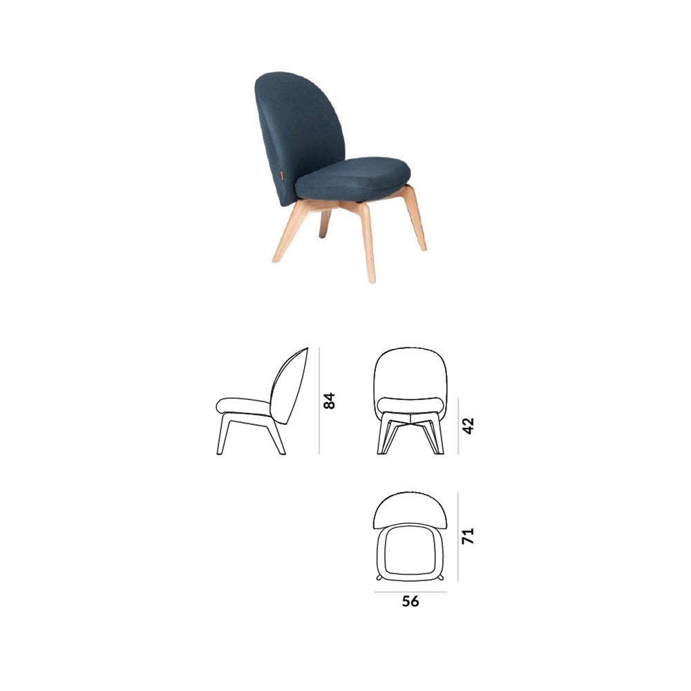 Fi Armchair with Wooden Legs