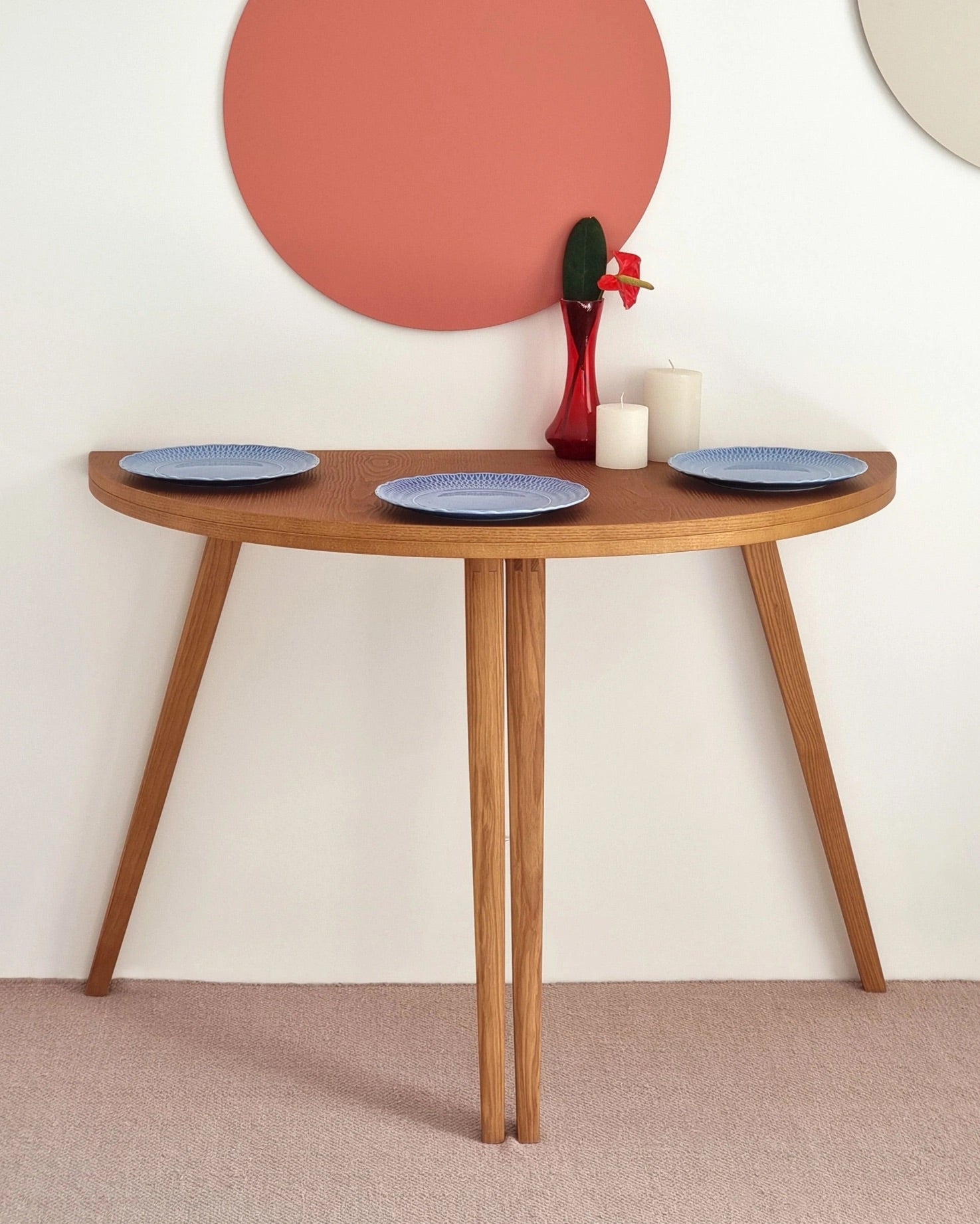 Mawi Half Moon Veneered Extendable Table