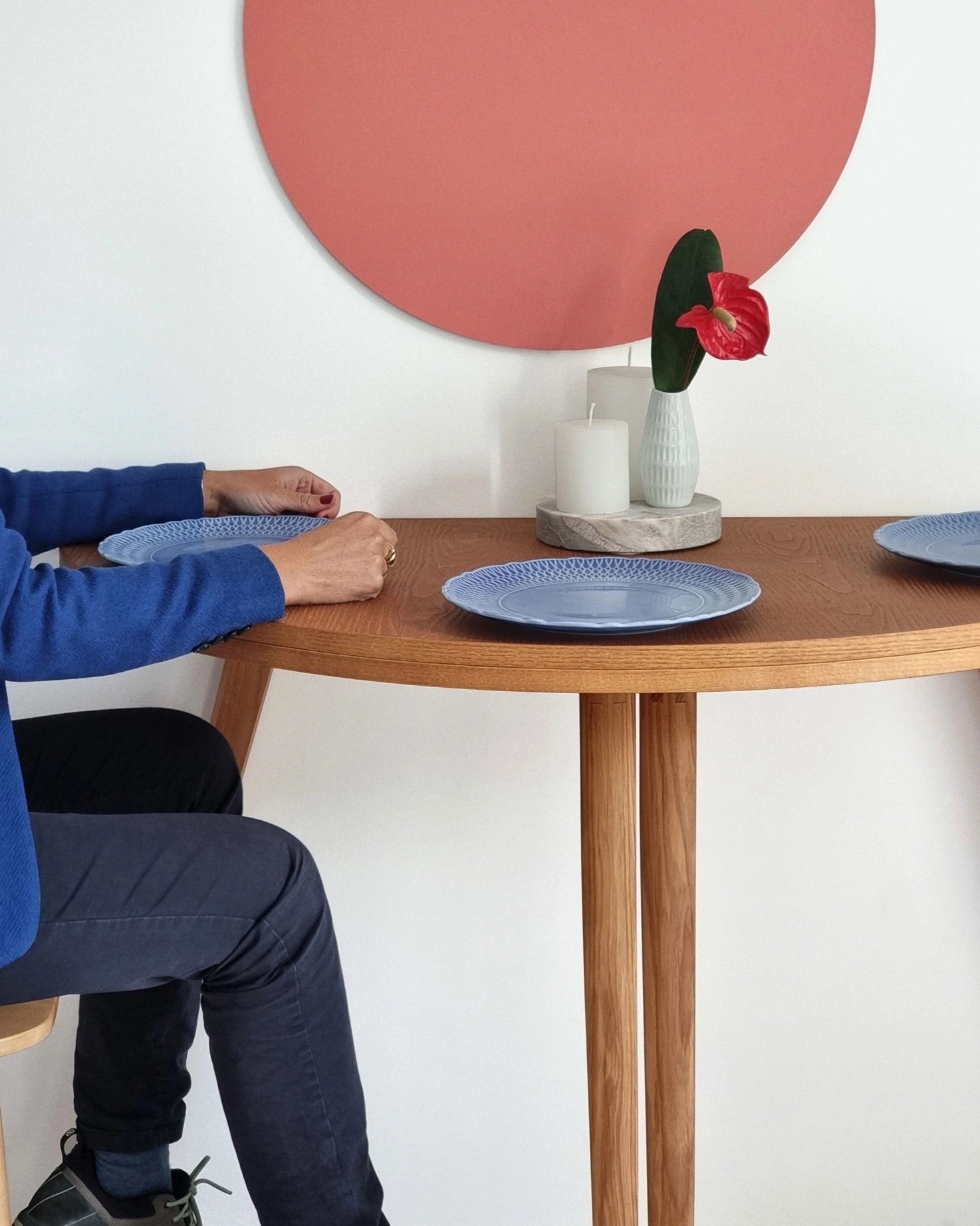Mawi Half Moon Veneered Extendable Table