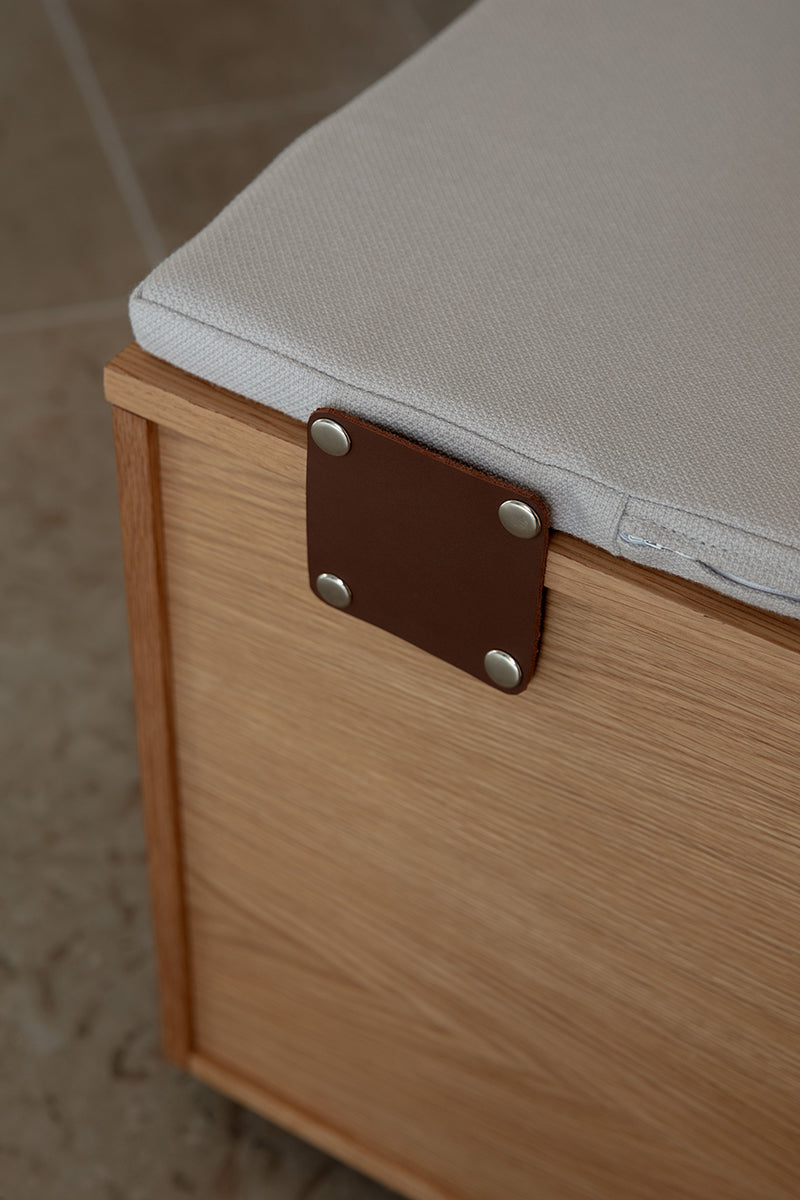 Hideaway Cane Door Storage Bench with Cushion