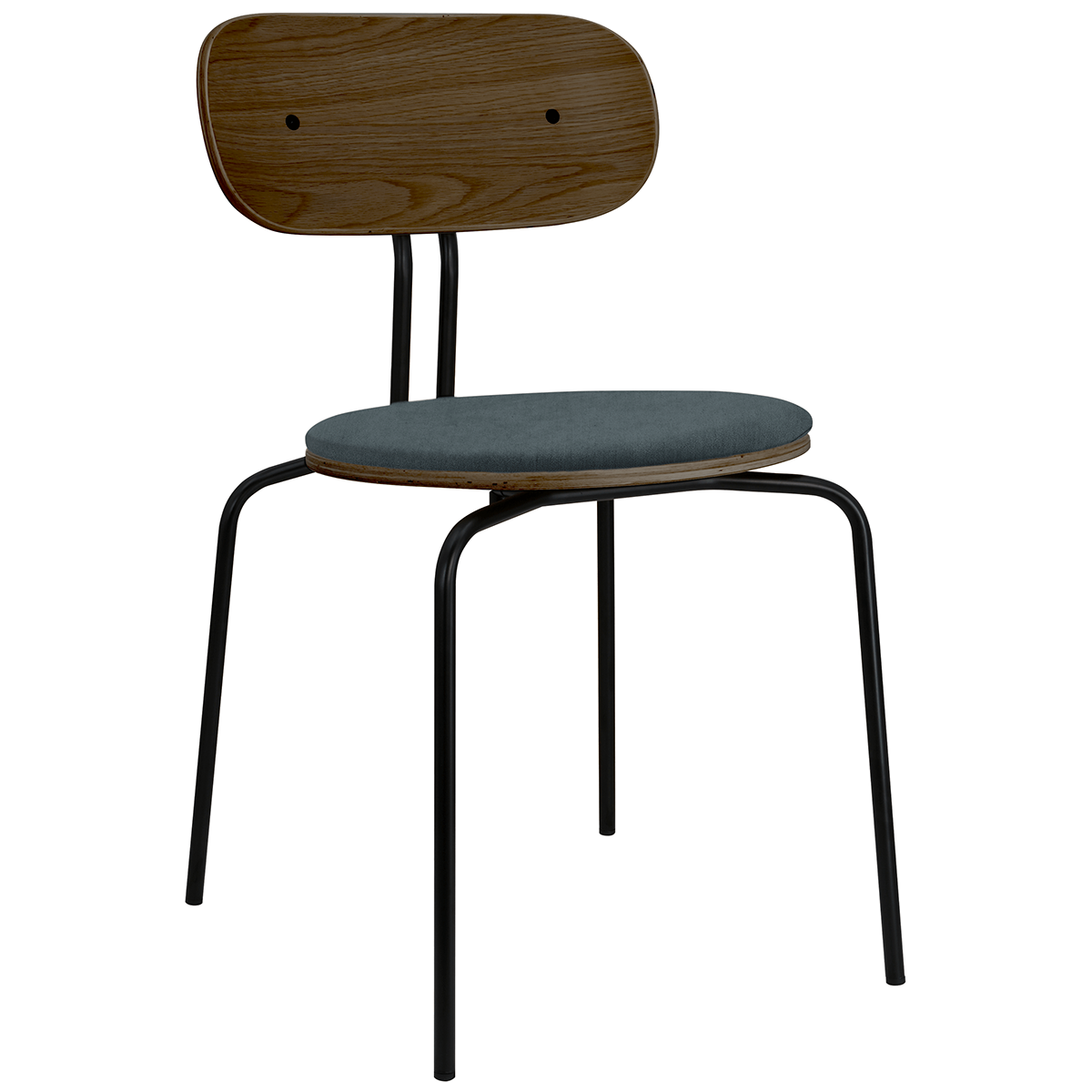 Curious Smoked Oak Wood Chair with Cushion