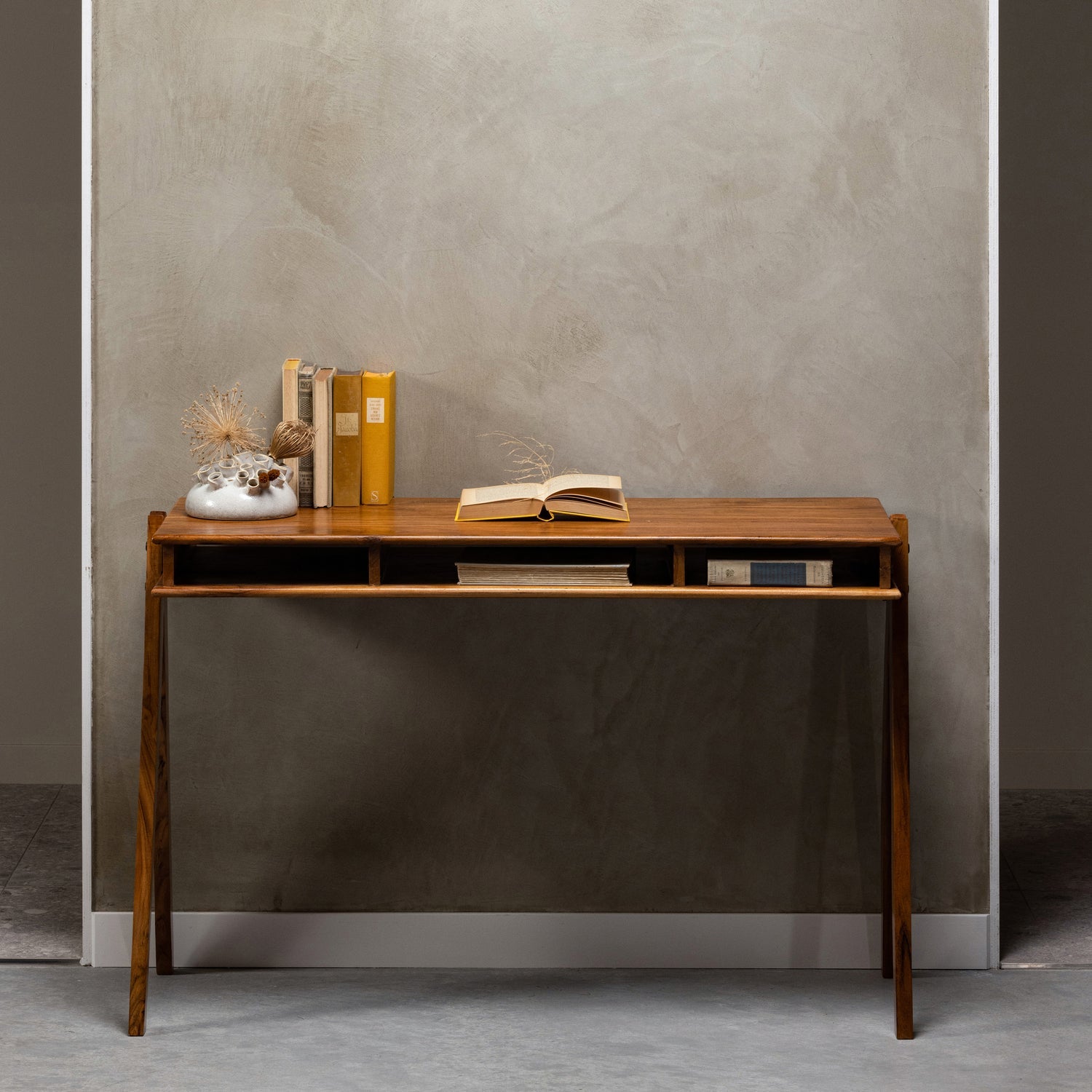 Compartment Brown Wood Desk