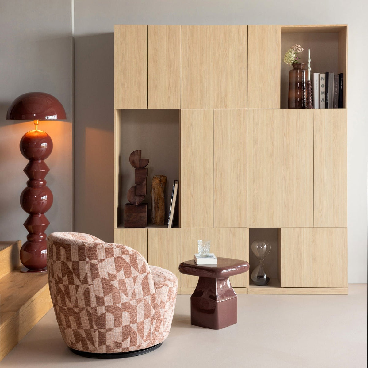 Lova Burgundy Red High Gloss Side Table