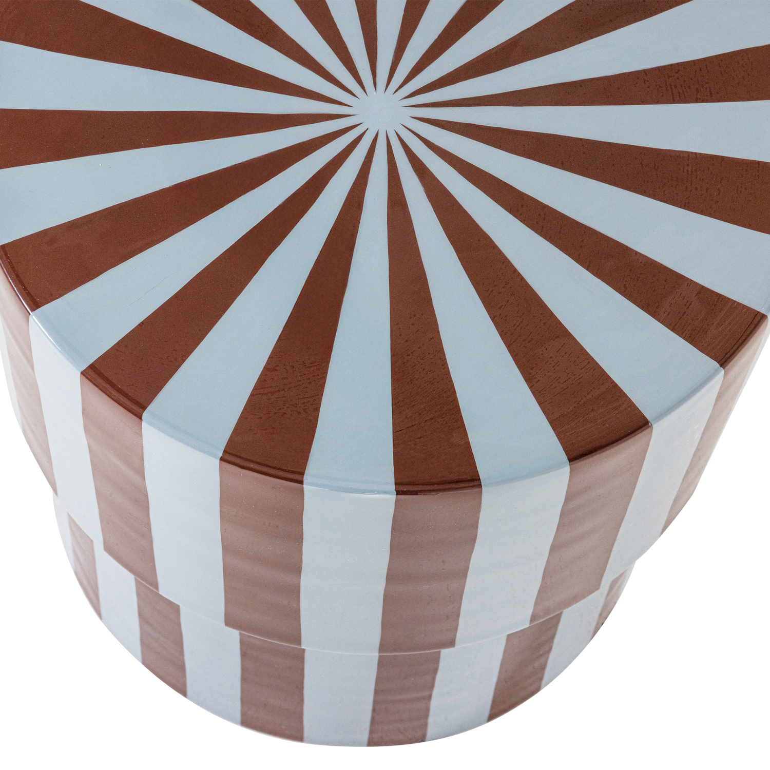 Olia Brown/Blue Stripes High Gloss Side Table