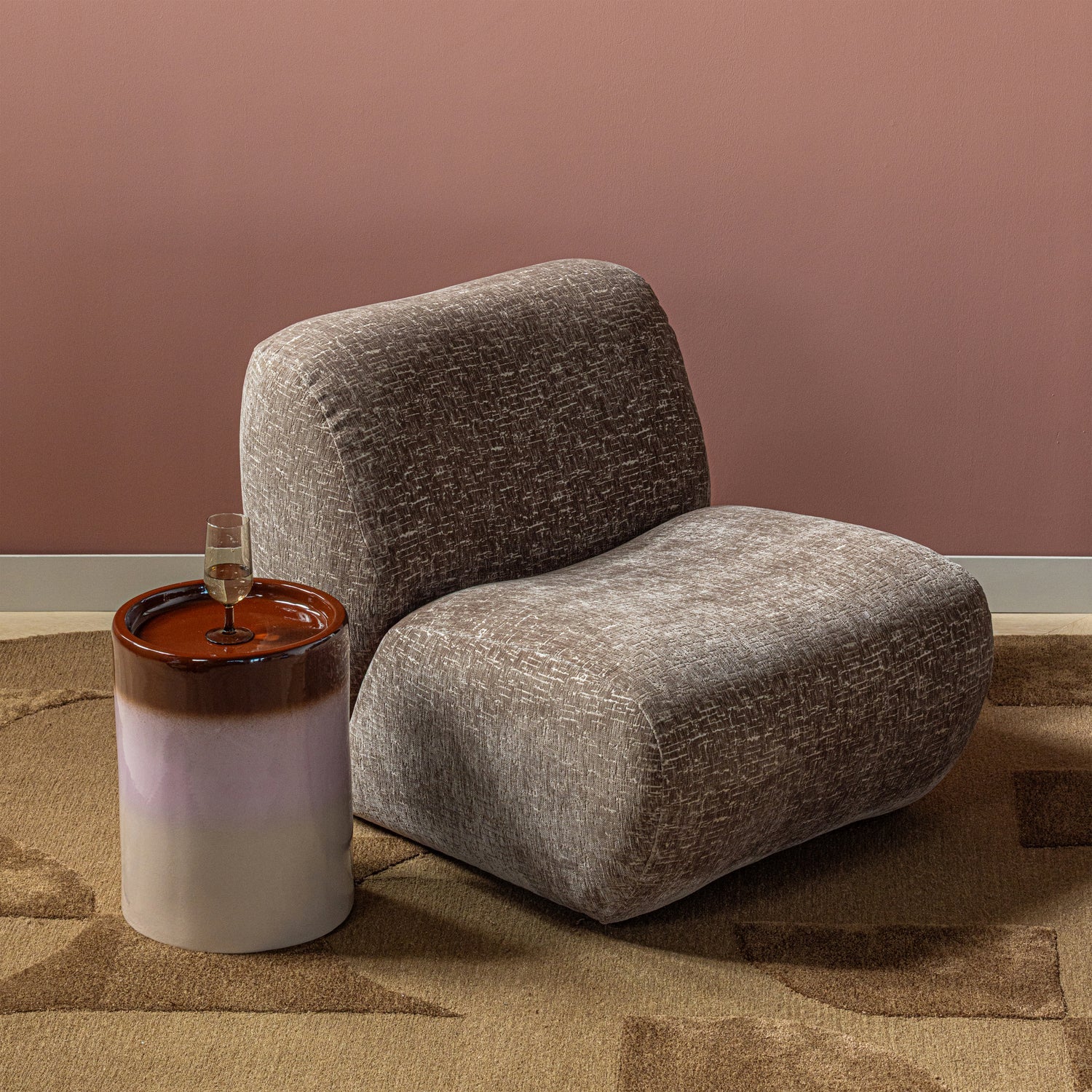 Ollo Pink/Brown Decorative Side Table
